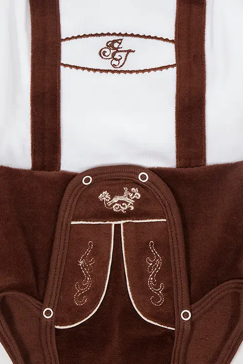 Trachten Babybody weiß braun
