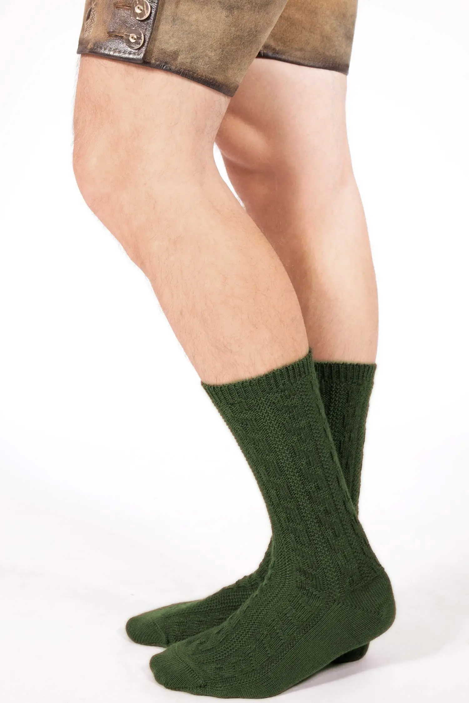 Herren Trachtensocken grün mit Zopfmuster