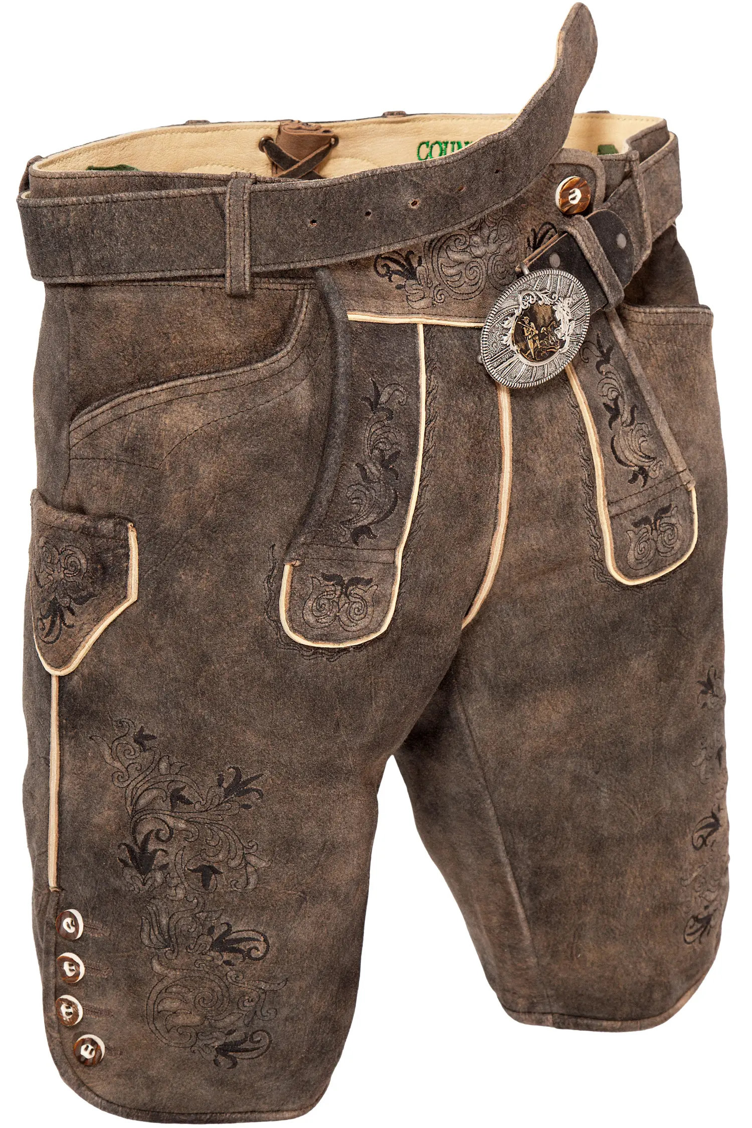 Kurze Trachten Lederhose in schwarzbraun 