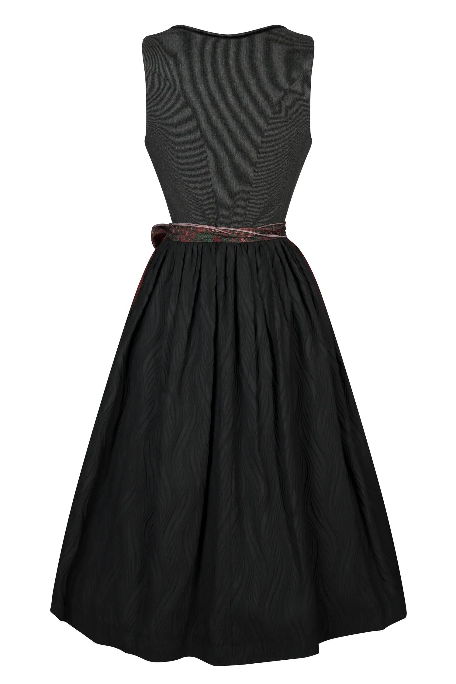 3098-0389-sw5-24-02-0604245 Dirndl Pillersee in schwarz mit besonderem Mieder - Rückansicht