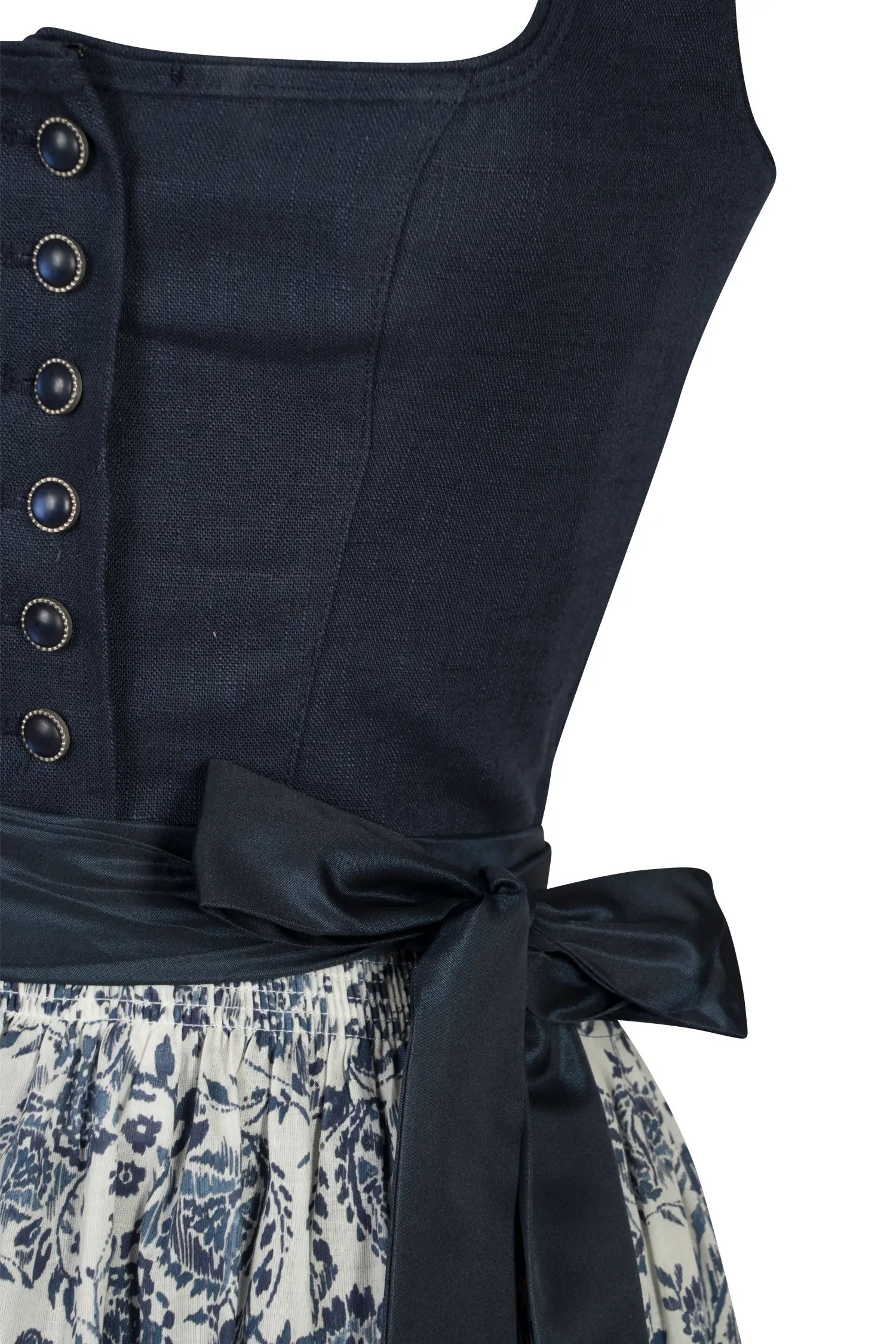 3040-1359-bl8-24-01-1803980 Dirndl Elisa in dunkelblau mit Leinenmieder - Detail Mieder