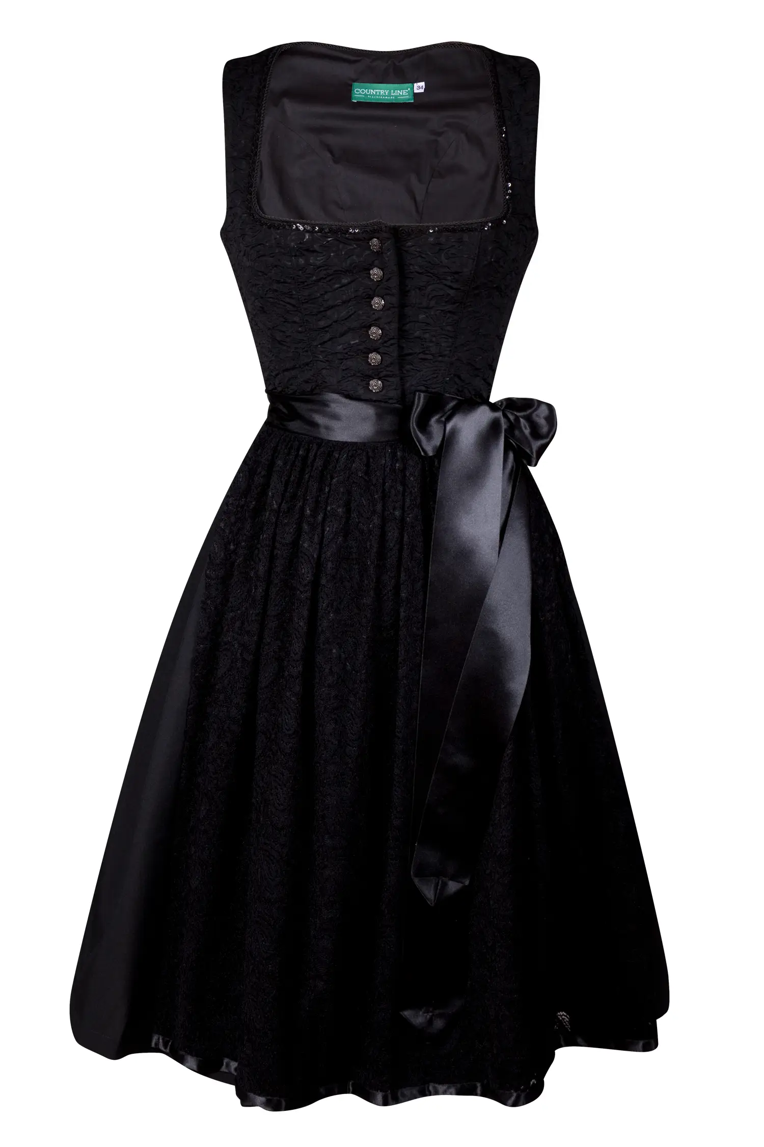 Stretchdirndl in schwarz mit Netzschürze von Country Line