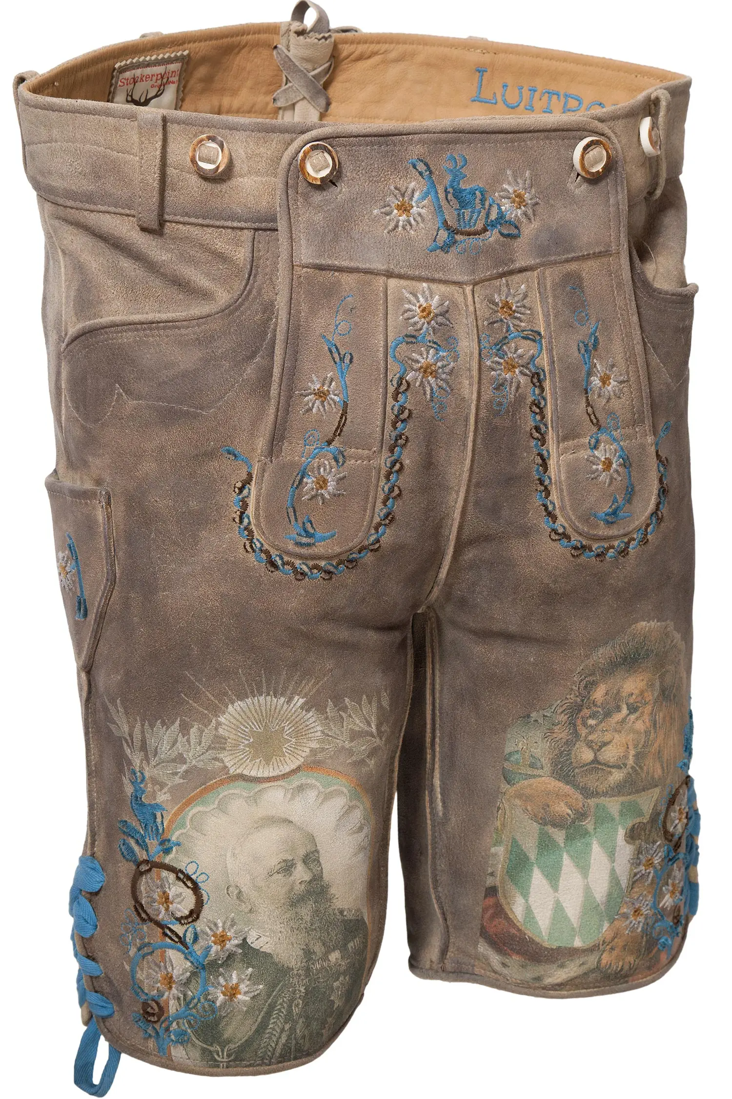 lederhose-koenig-luitpold-grau-1613-1041-6bu-20-03f-8494-a Herren Lederhose Luitpold mit Druck und Stick in grau