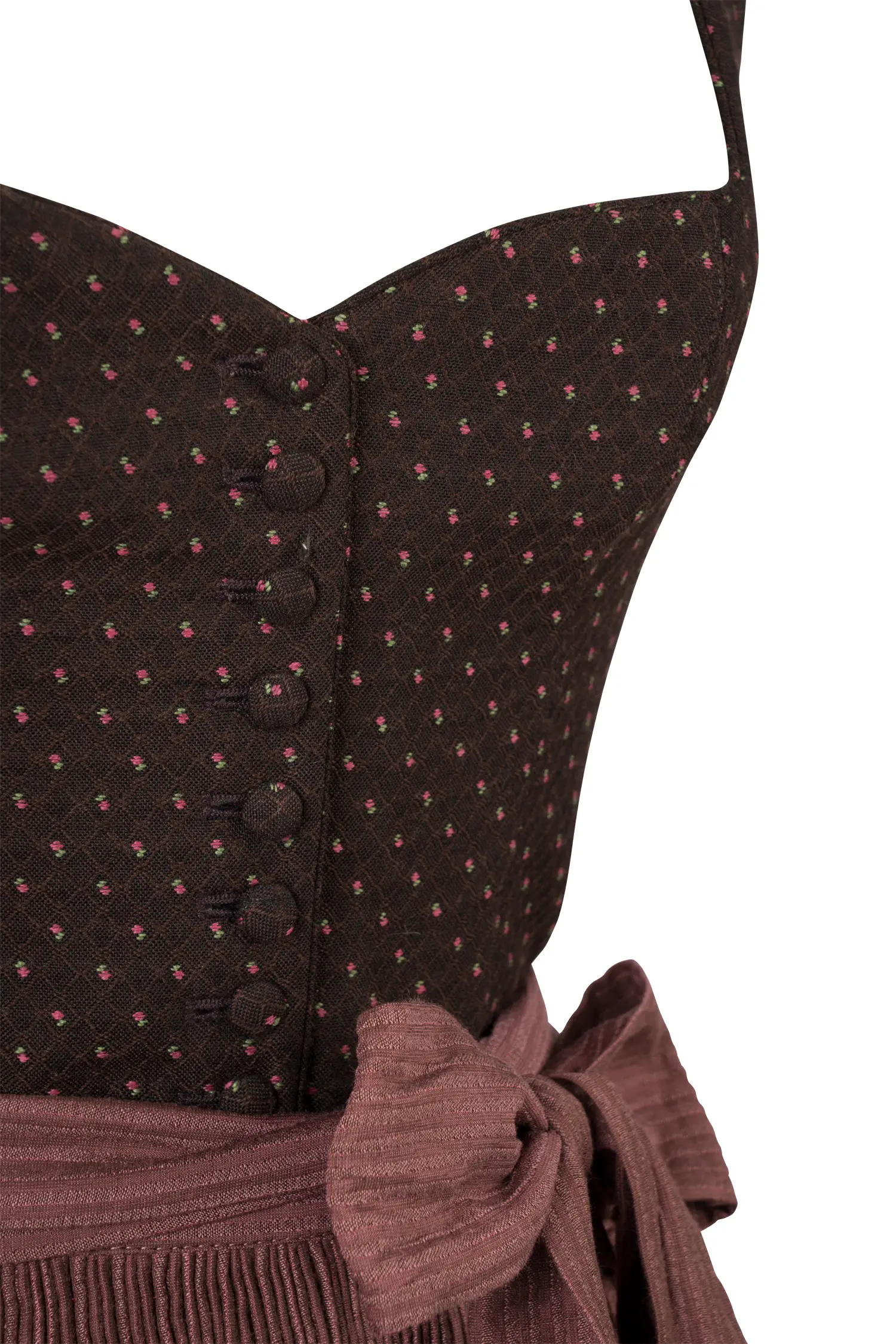 Gottseidank Dirndl Hedi in dunkelbraun mit Wechselschürzenband - Detail Mieder