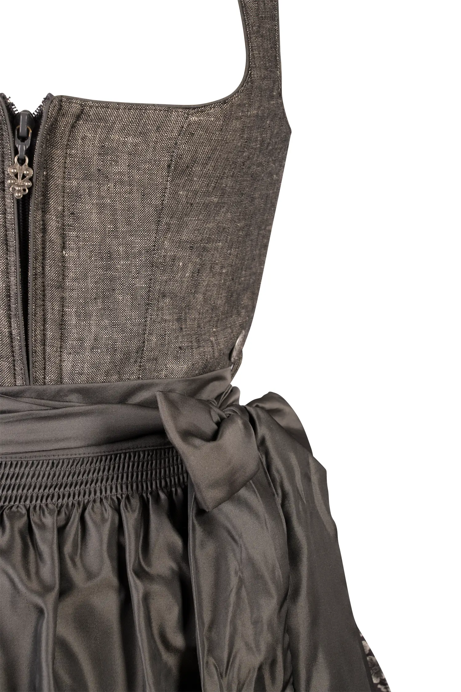 Dirndl Gusta in Dunkelgrau Detail Mieder