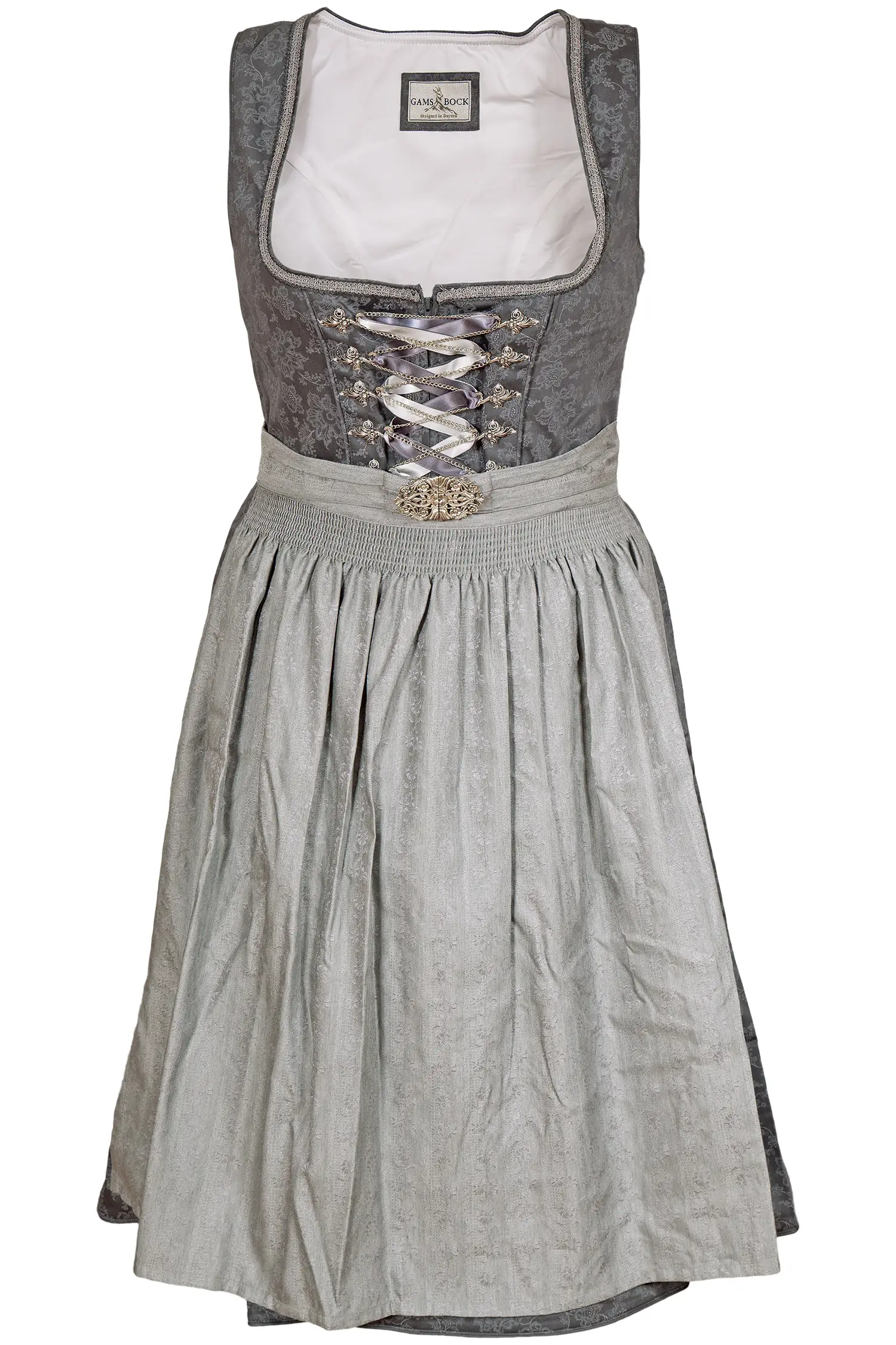 Midi Dirndl in grau anthrazit mit Schnürung XXL