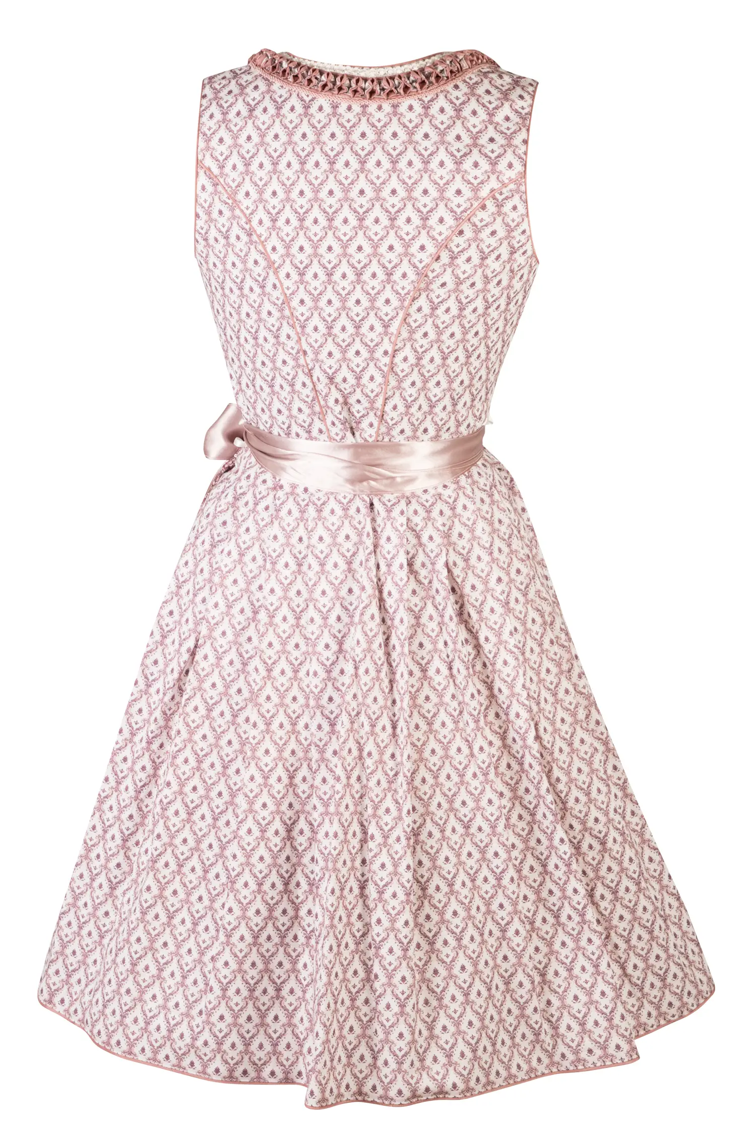 Dirndl in weiß / altrosa mit Glitzerschürze - Rückansicht