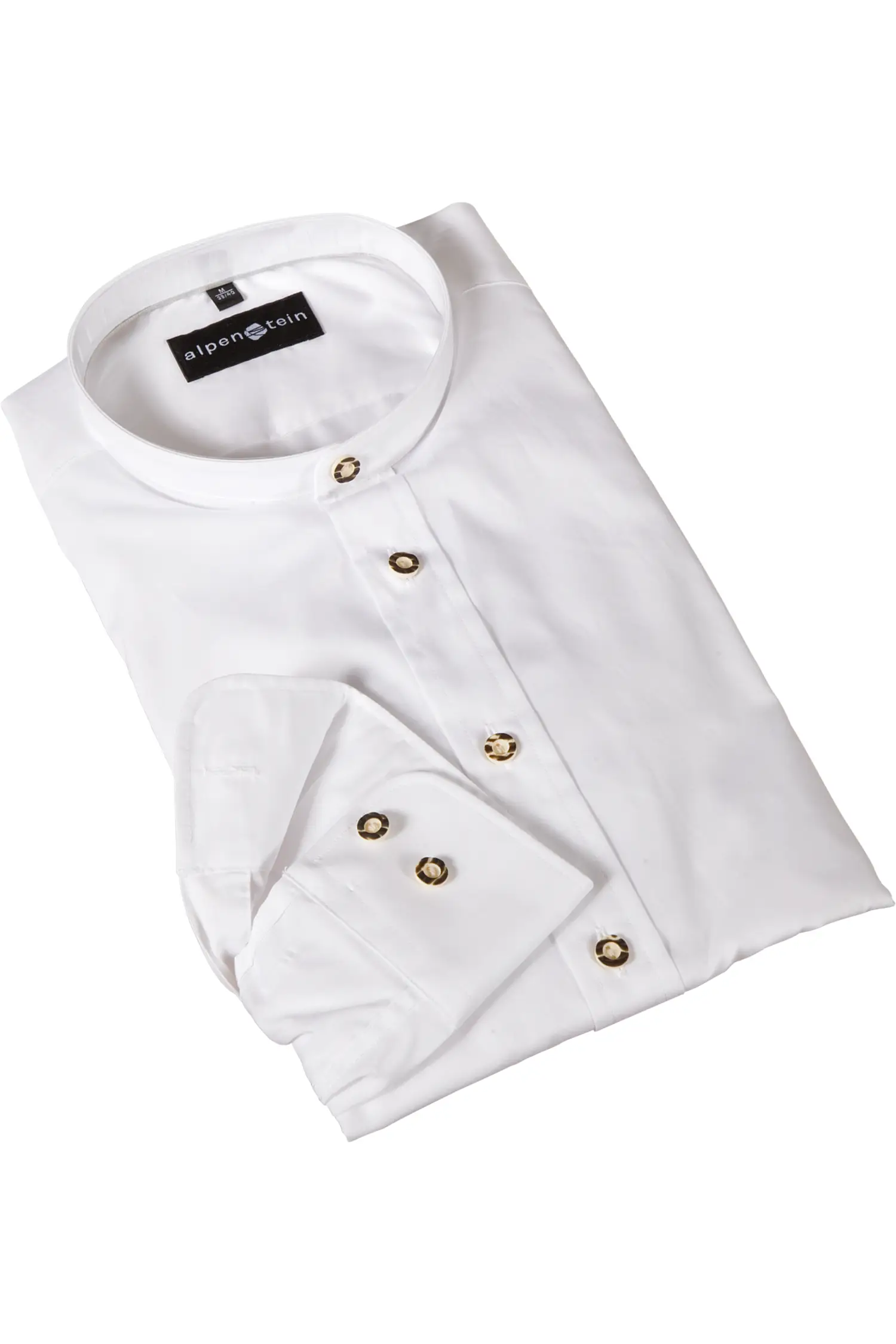 Alpenstein Hemd in Weiß mit Stehkragen