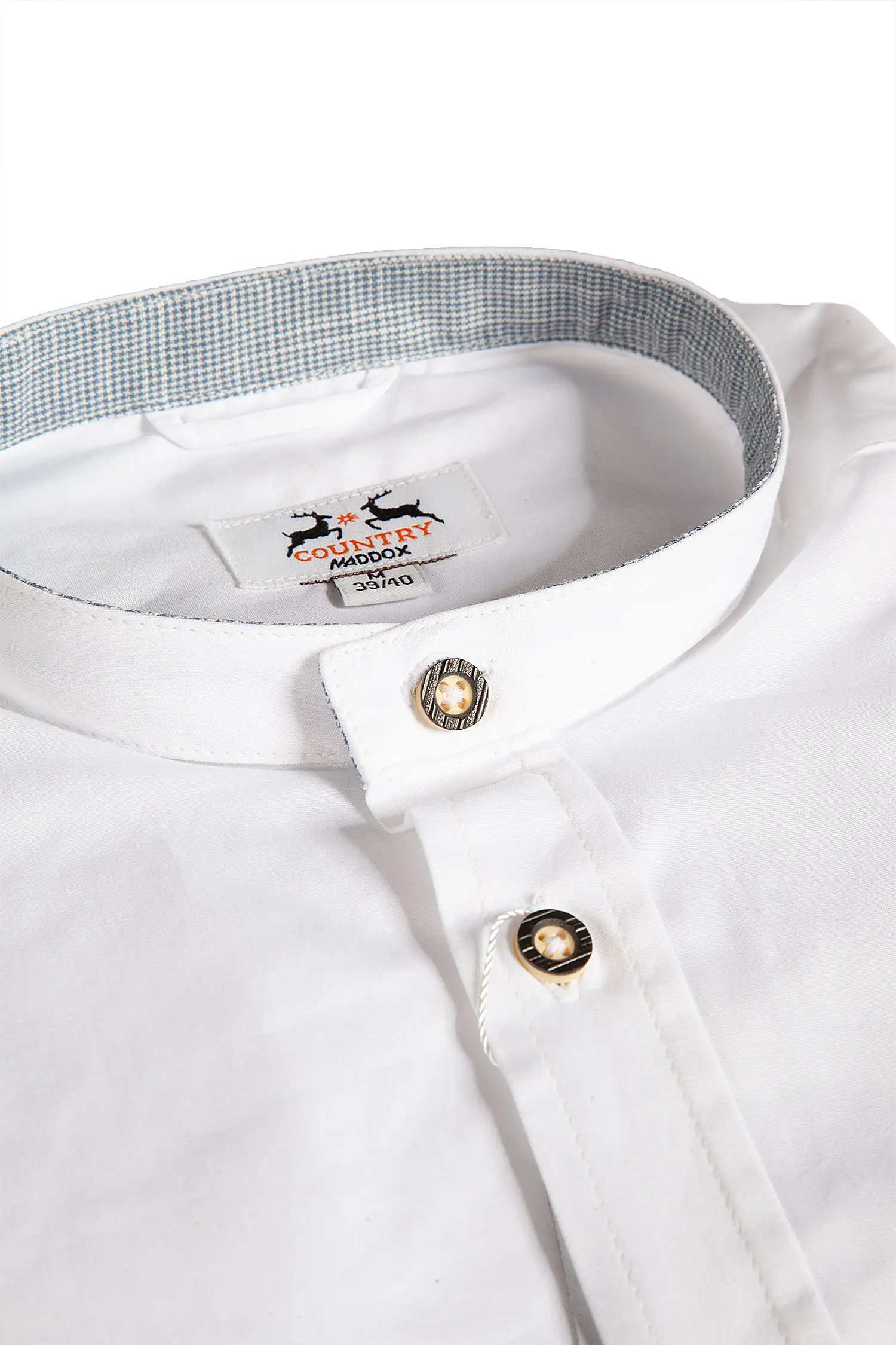 Trachtenhemd in weiß mit grauen Details
