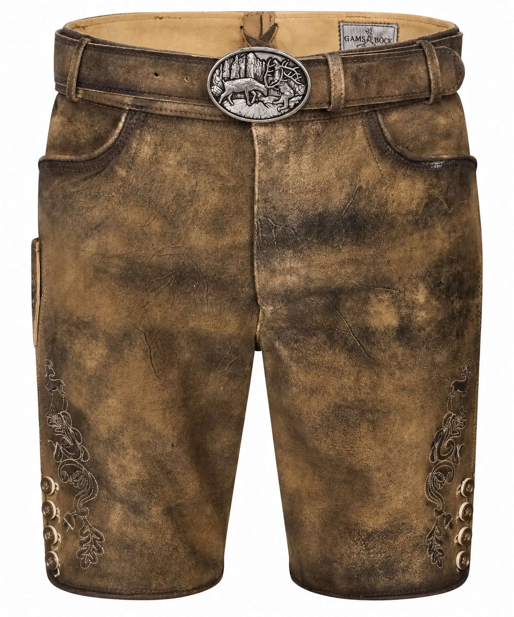 Lederhose Kiefer von Gamsbock in Hellbraun