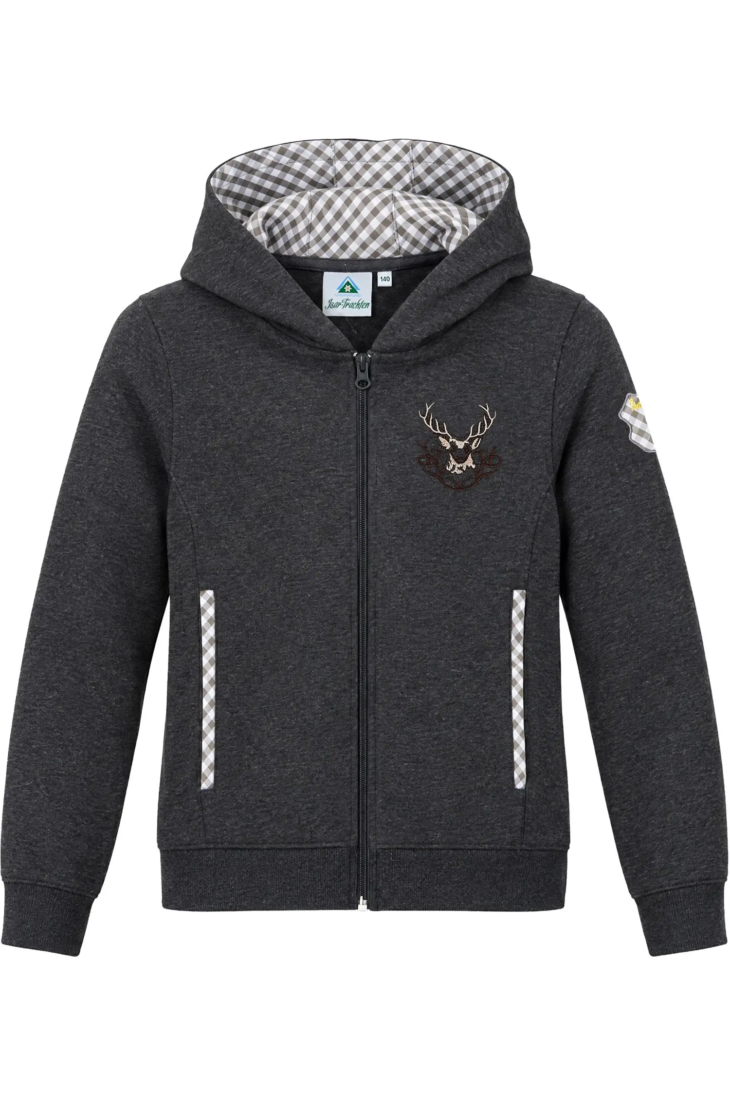 Kapuzenjacke von Isar-Trachten in Grau Kapuzenjacke von Isar-Trachten in Grau