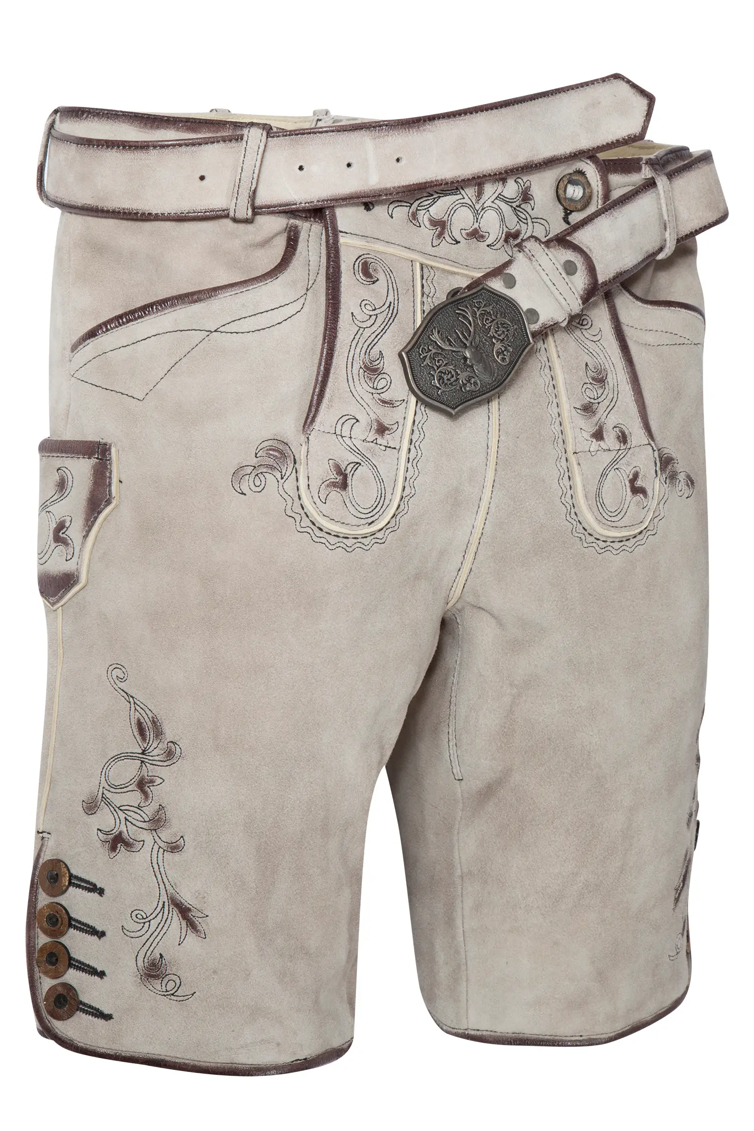 Kurze Lederhose in hellgrau