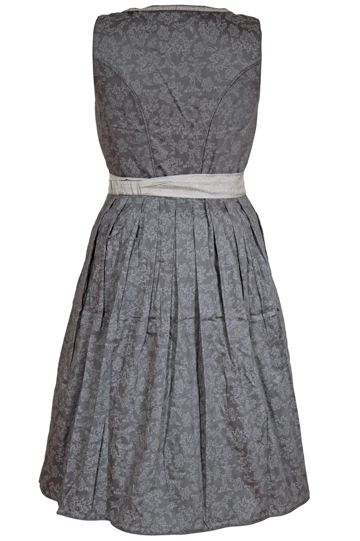 Midi Dirndl in grau anthrazit mit Schnürung XXL hinten