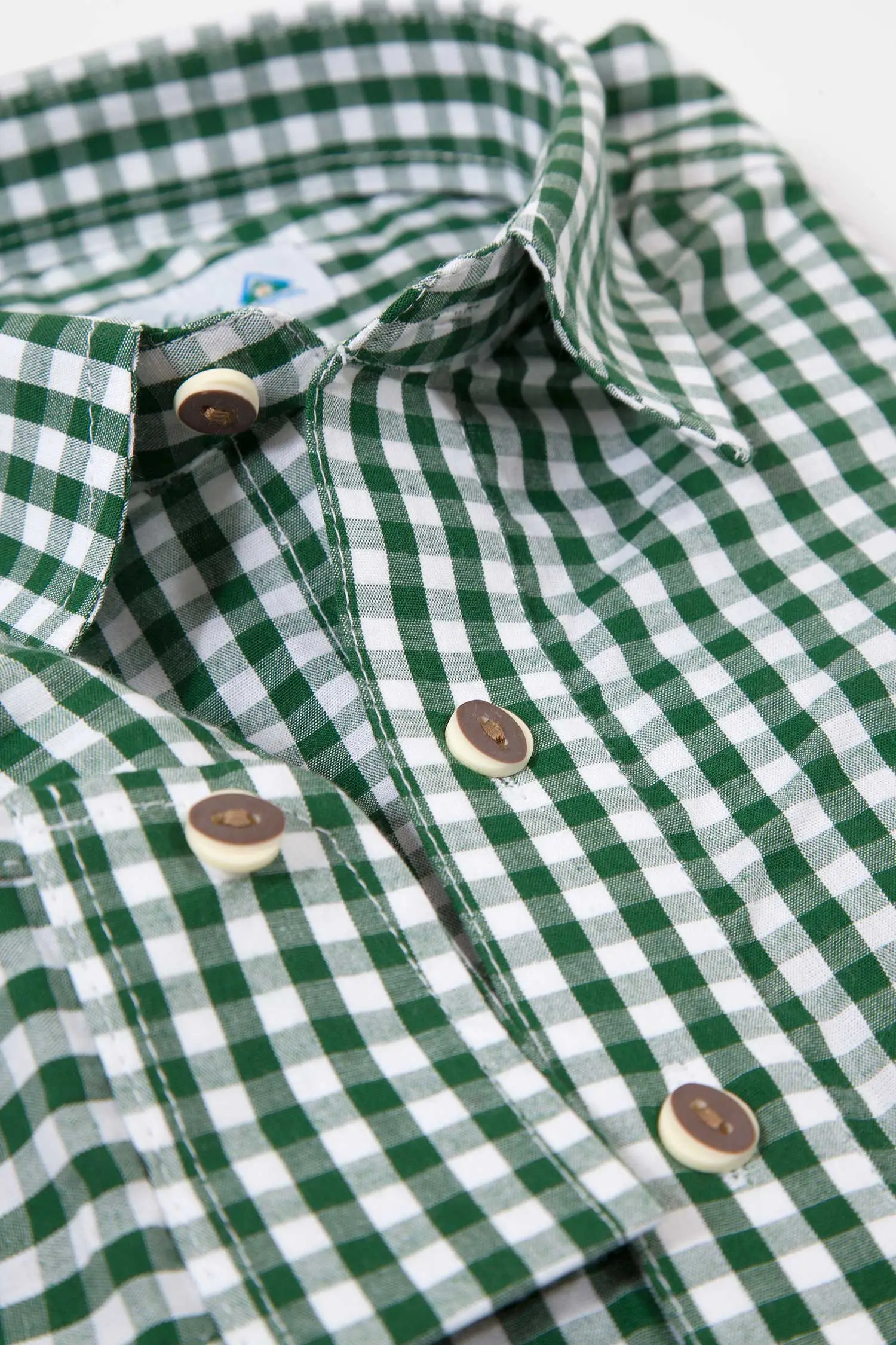 Kinder Trachtenhemd grün kariert Kinderhemd zur Tracht detail