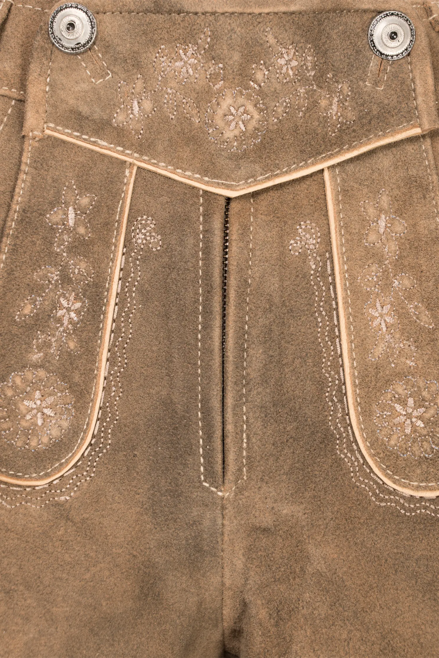 Lederhose Halensee in Braun Detail Latz