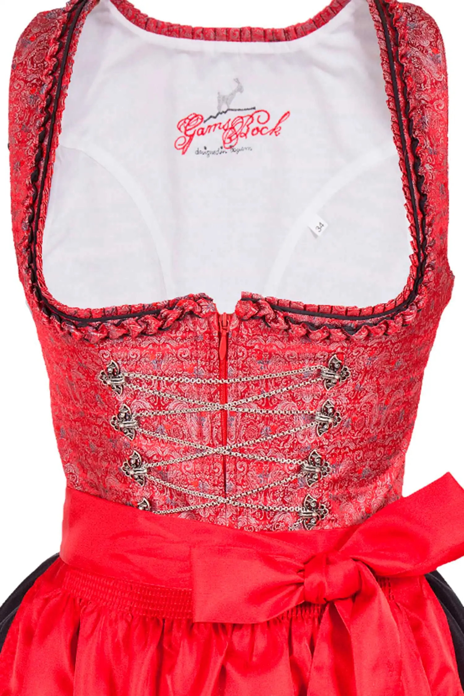 Langes Dirndl Lisa in leuchtendem rot Mieder