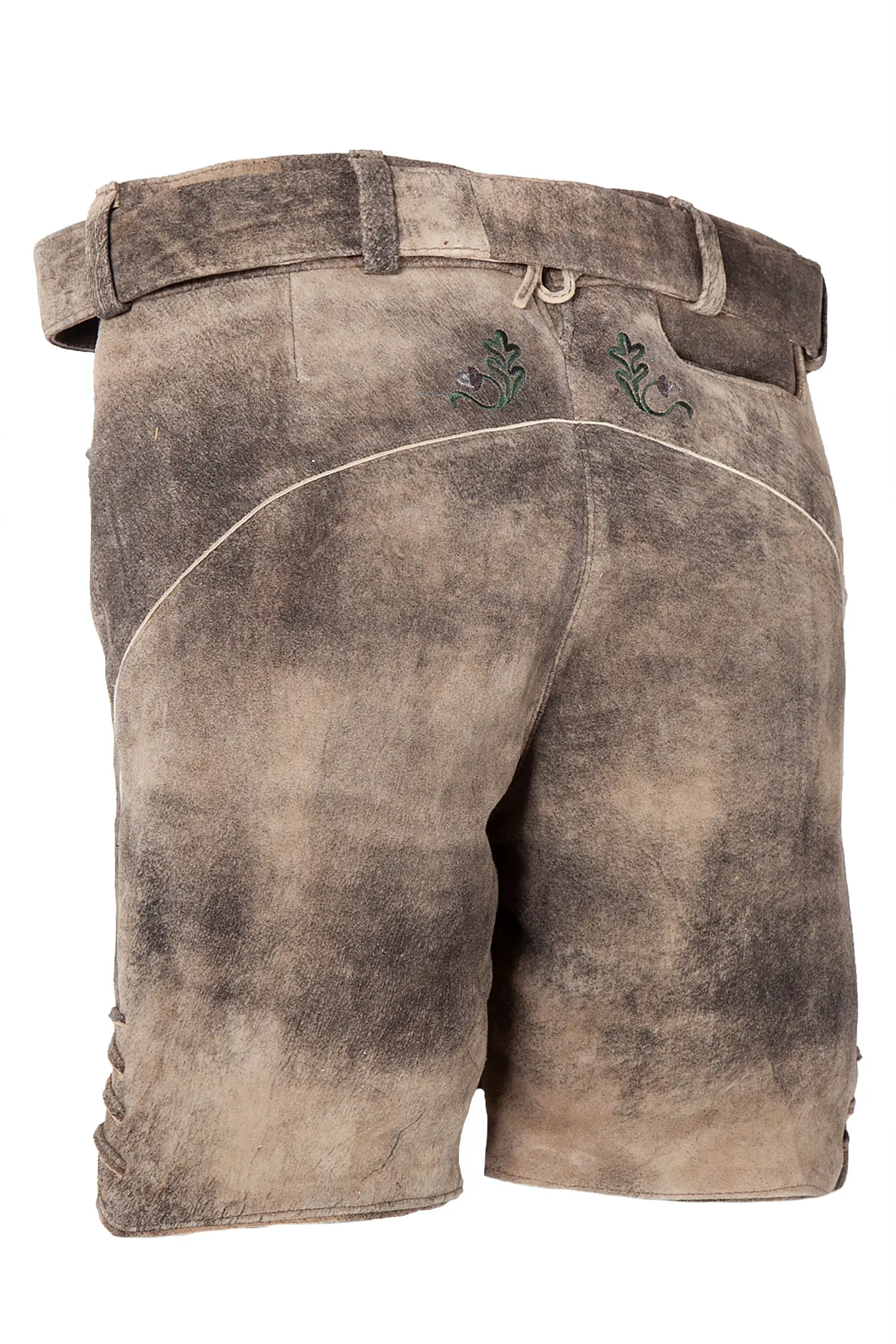 Kurze Lederhose mit Gams und Hirsch - Rückansicht