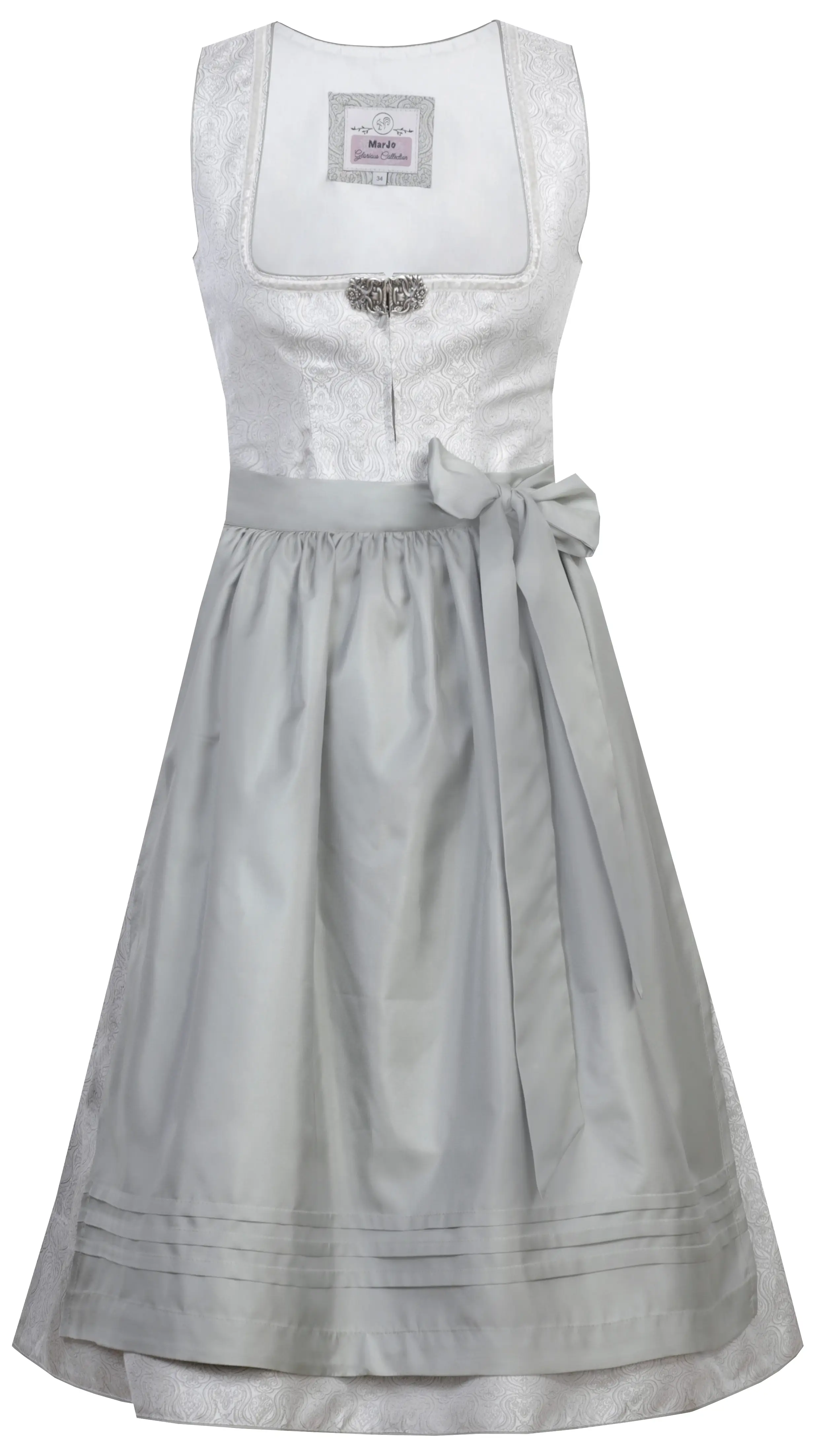 Dirndl Alma in silberfarben / mint mit Schließe