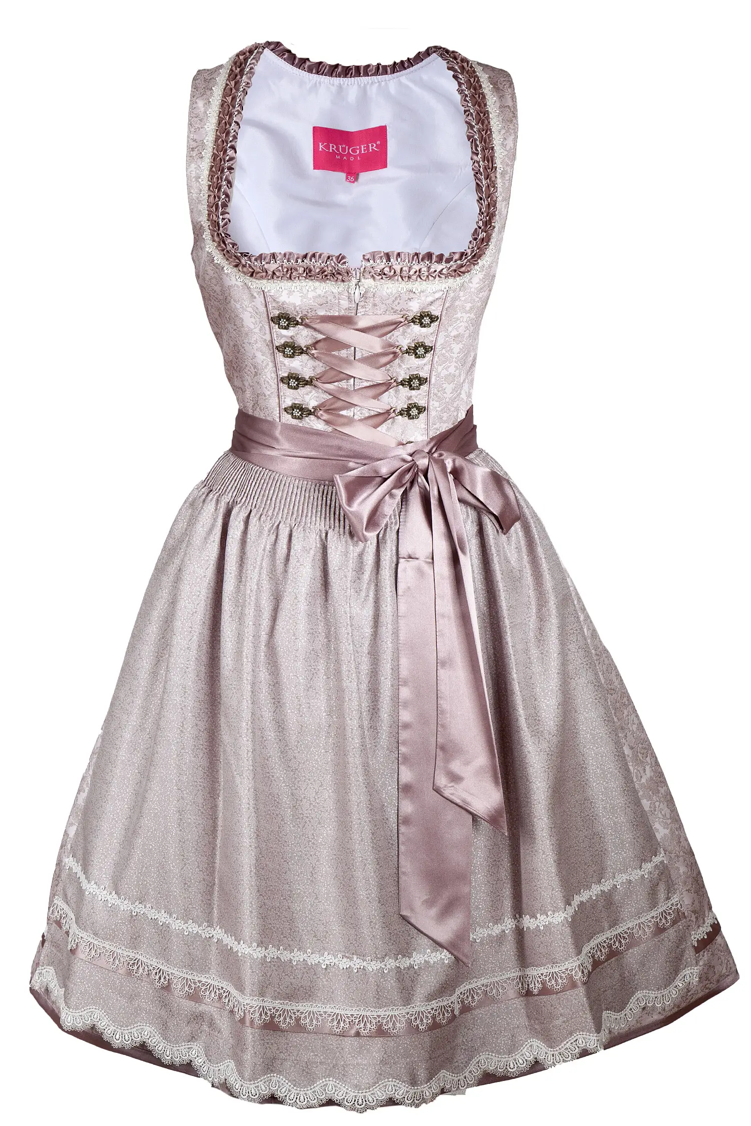 Mini Dirndl in taupe mit Reißverschluss