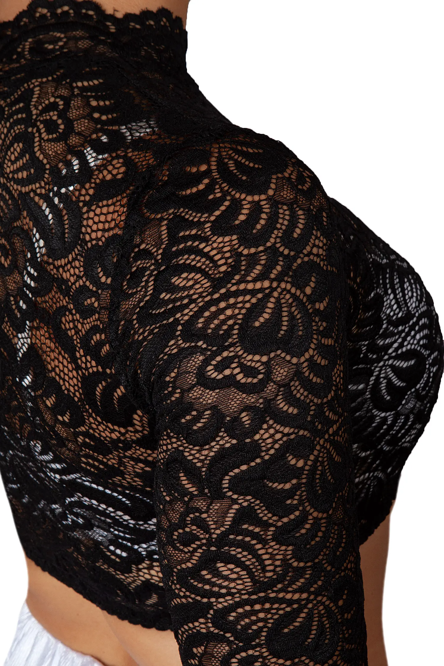 Dirndlbluse Hanna hochgeschlossen in schwarz - Detail Rücken