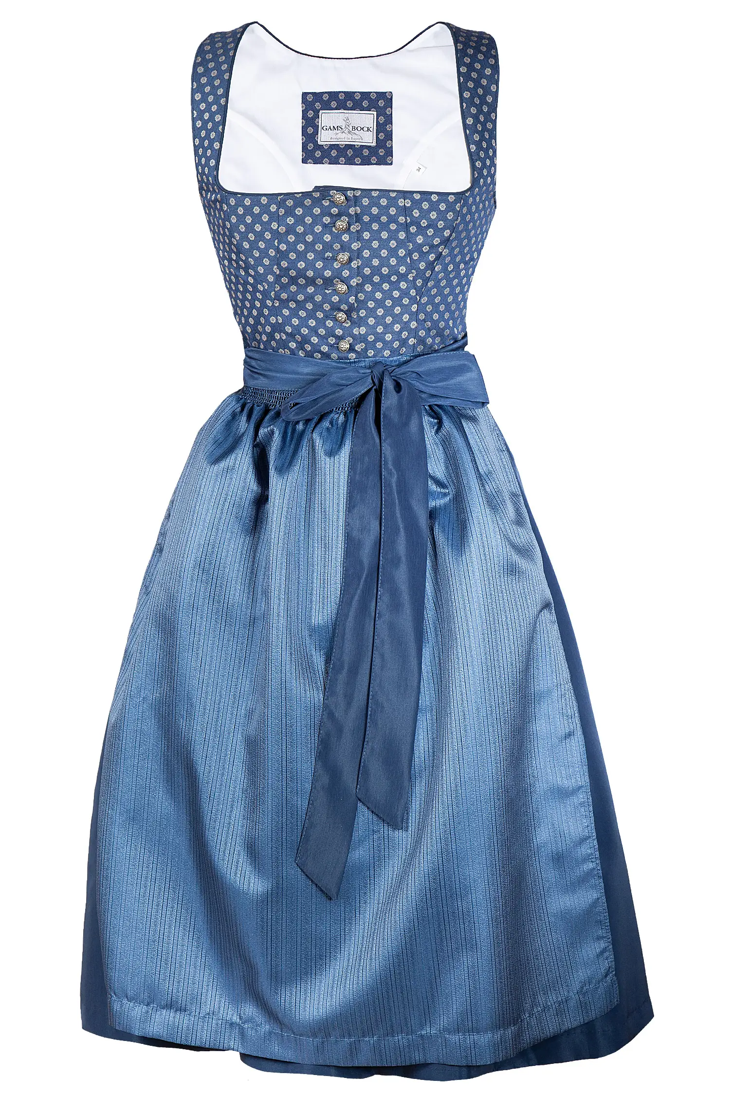 Dirndl in blau geknöpft