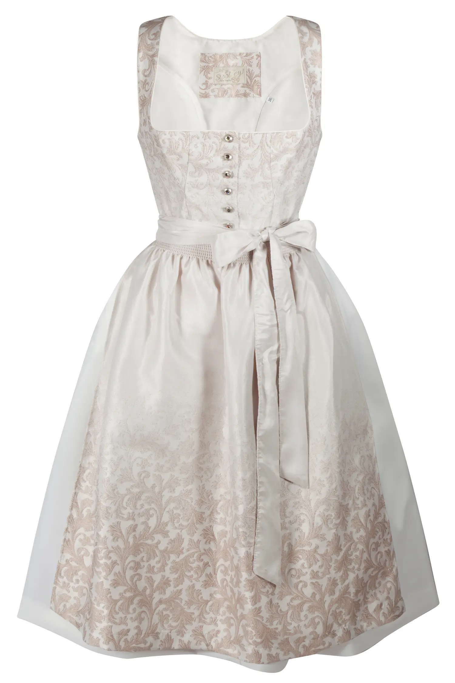 Stilvolles Brautdirndl Bianca in champagner von Sissi ey!