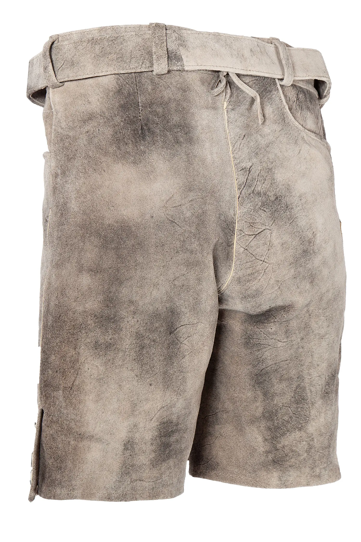 1613-1062-6SW-23-04e-5929d Kurze Lederhose Asmus mit Gürtel - Rückansicht