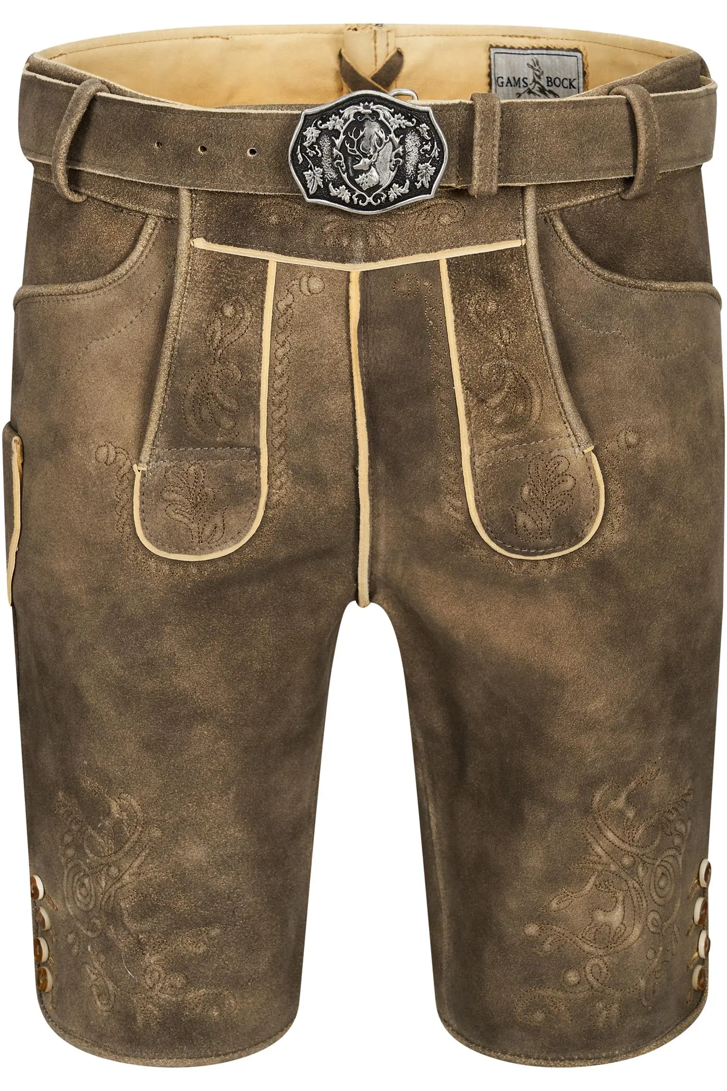 Gamsbock Lederhose Hannes in Hellbraun
