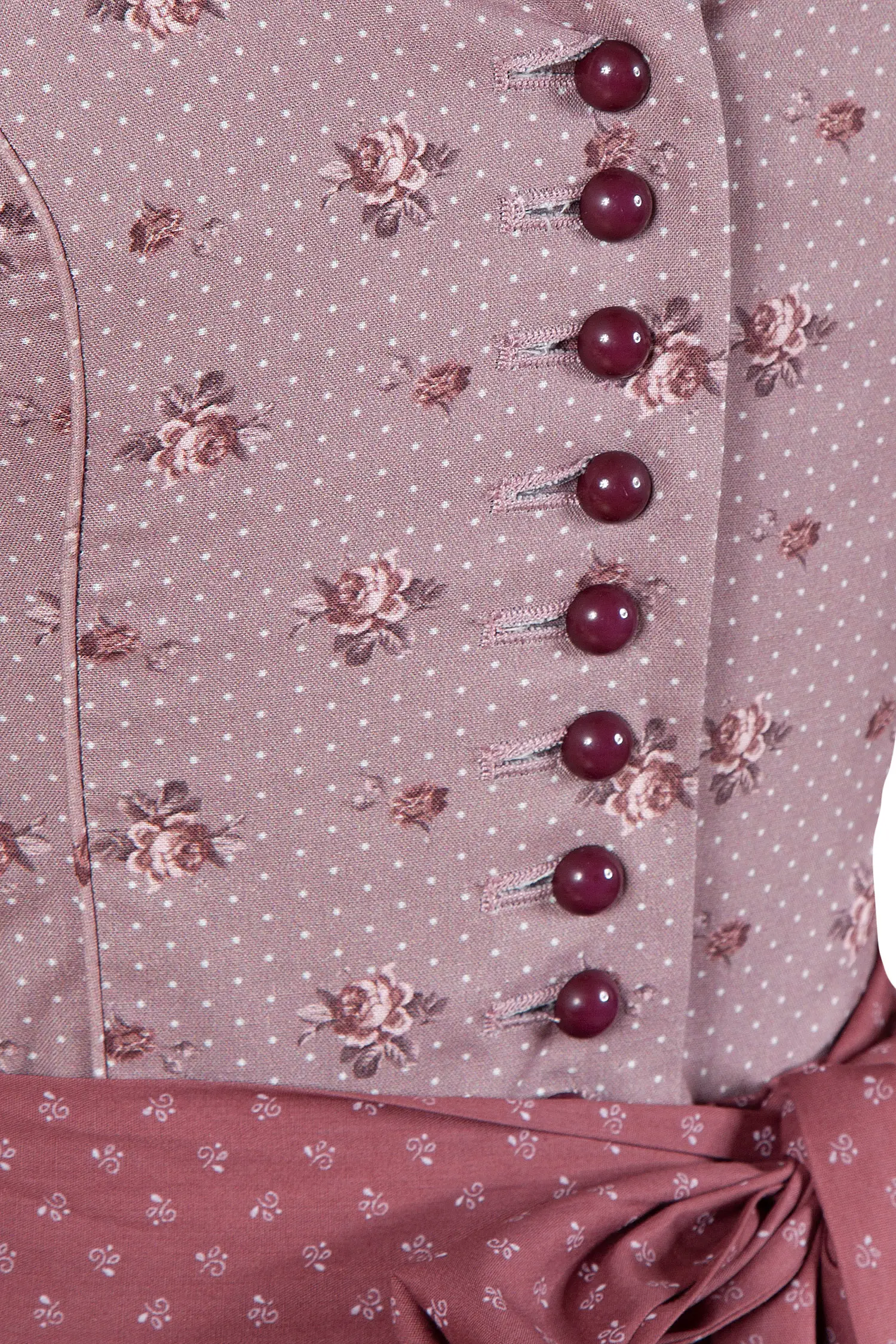 Dirndl Manuela von Wenger in rosenholz / beere im Romantik-Look - Detail Mieder