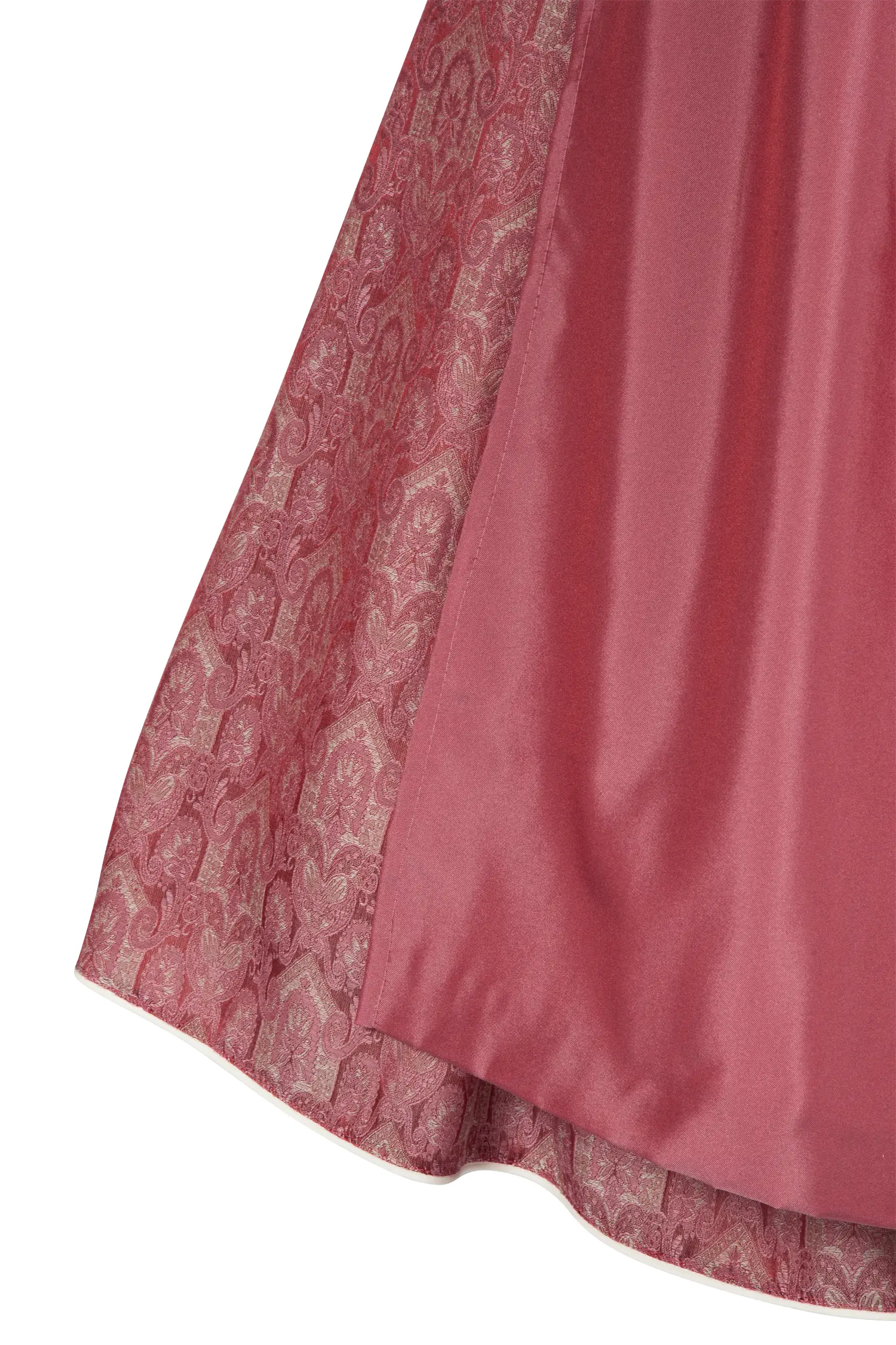 Wiesn Dirndl in pink mit schimmernder Schürze - Detail Rock