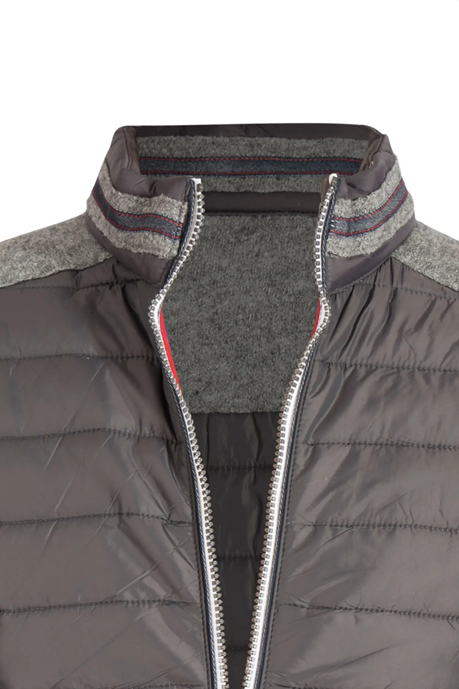 Herren Trachtenjacke Darnsee in grau mit Strick - Detail Reißverschluss