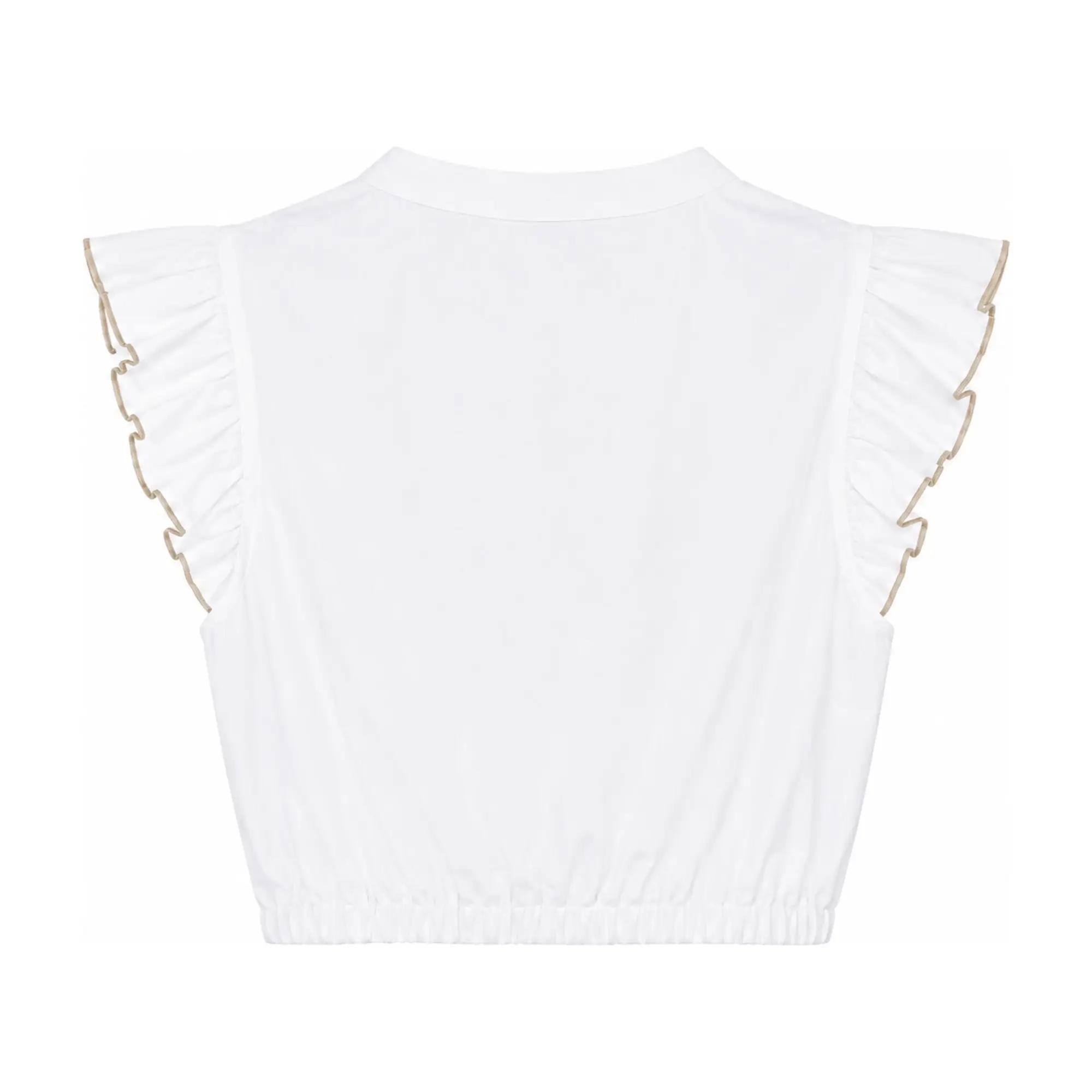 Dirndlbluse Lunavea von Madame Marie mit Beiger Einfassung in Weiß