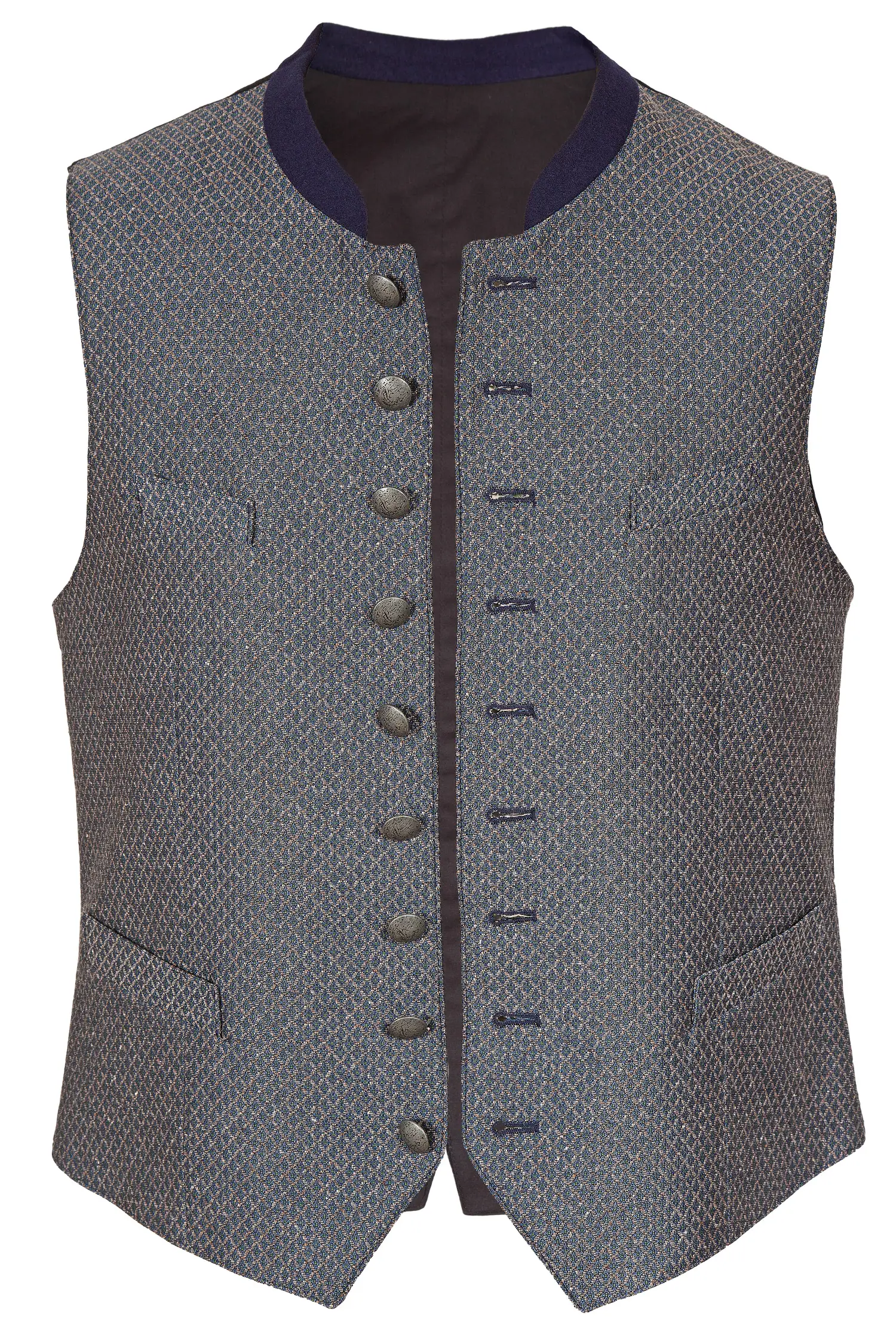 Herren Trachtenweste Ansbach in dunkelblauen Rautenmuster 