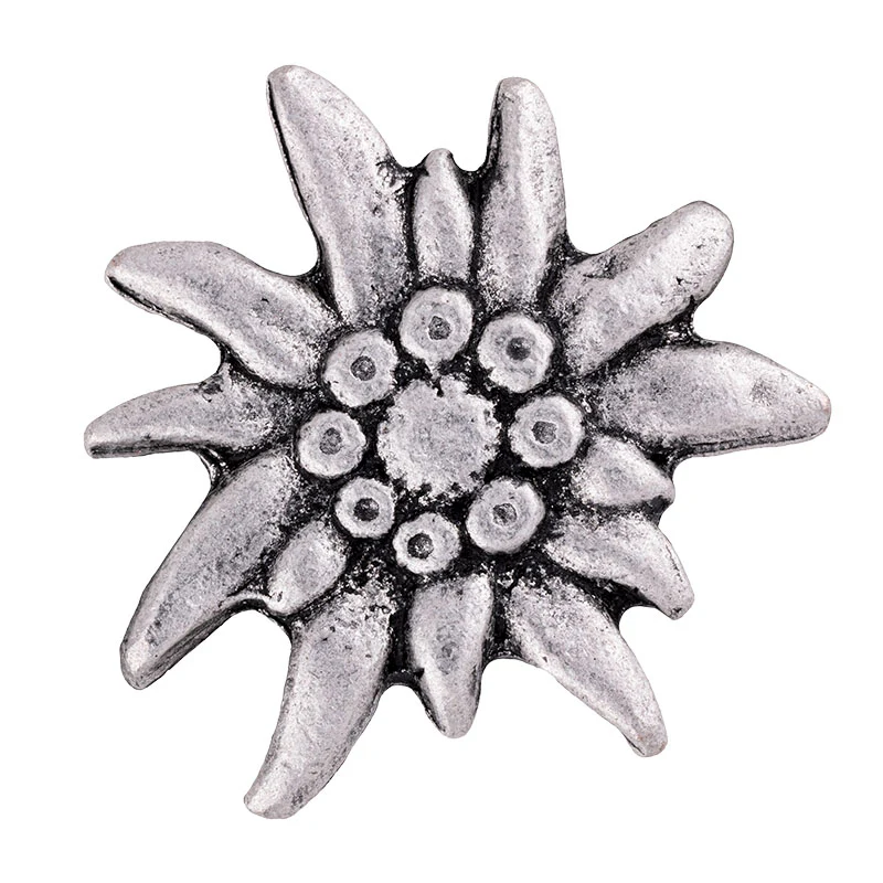 Gaudiknopf Edelweiß in Altsilber