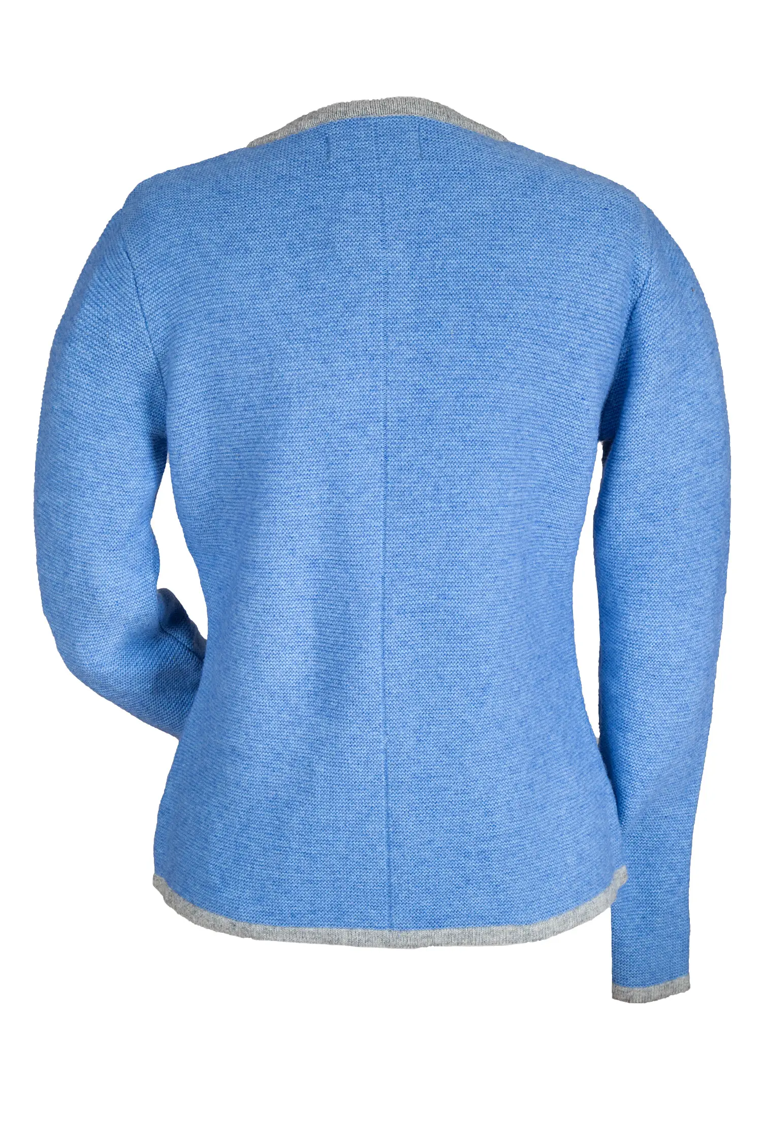 2211-1075-bl4-03 Trachtenstrickjacke Caro in blau - Rückansicht