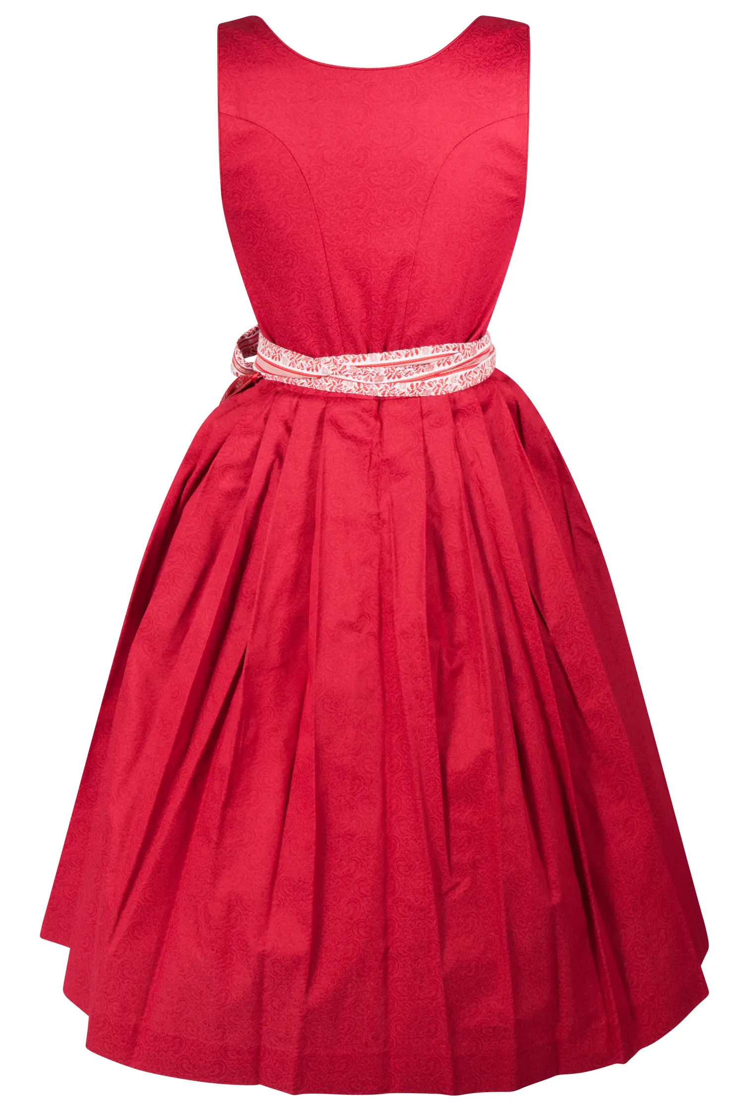 3091-1524-RT5-23-04g6351 Rotes Dirndl mit auffälliger Schürze - Rückansicht