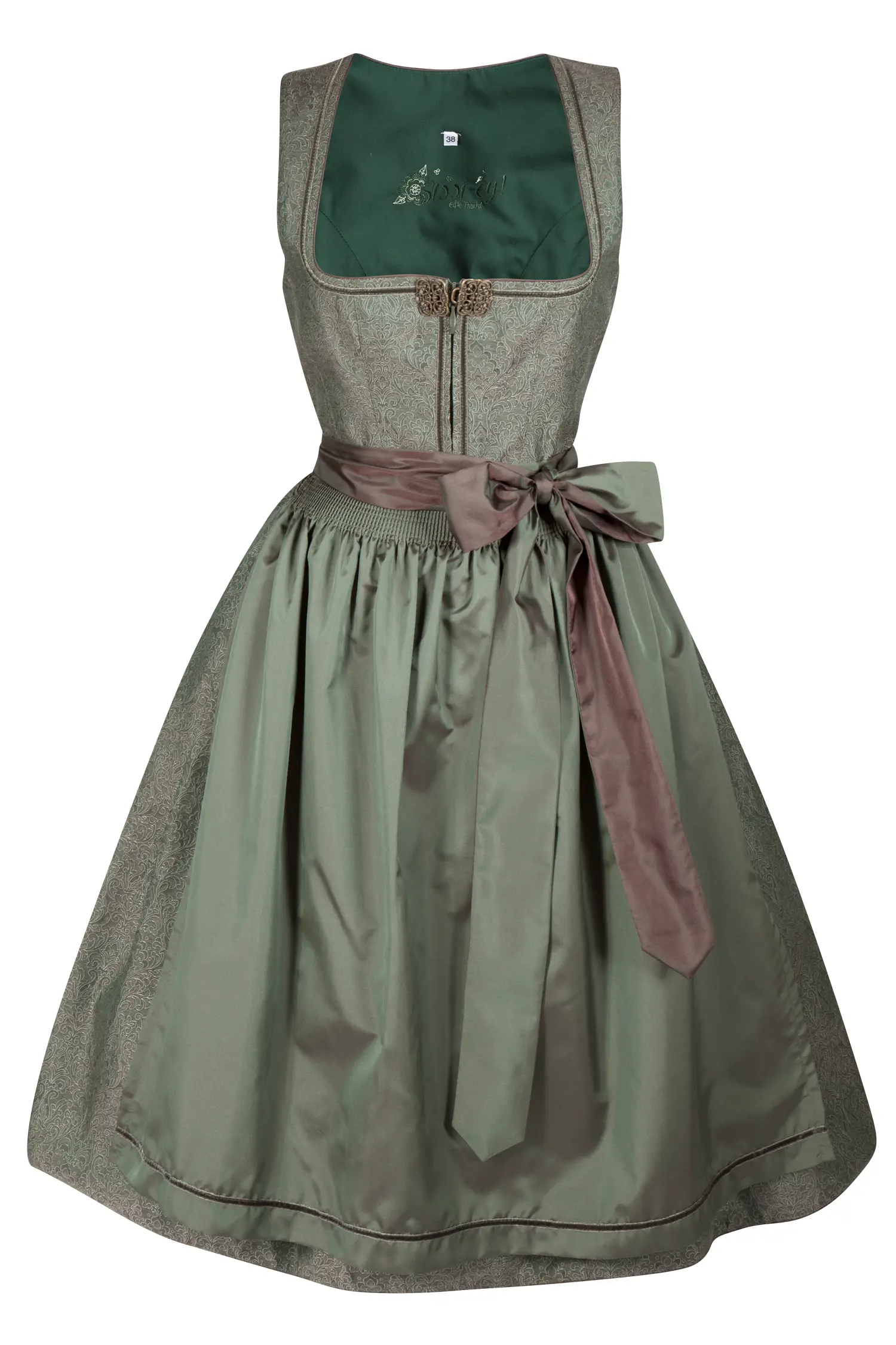 Extravagantes Schimmer-Dirndl in oliv