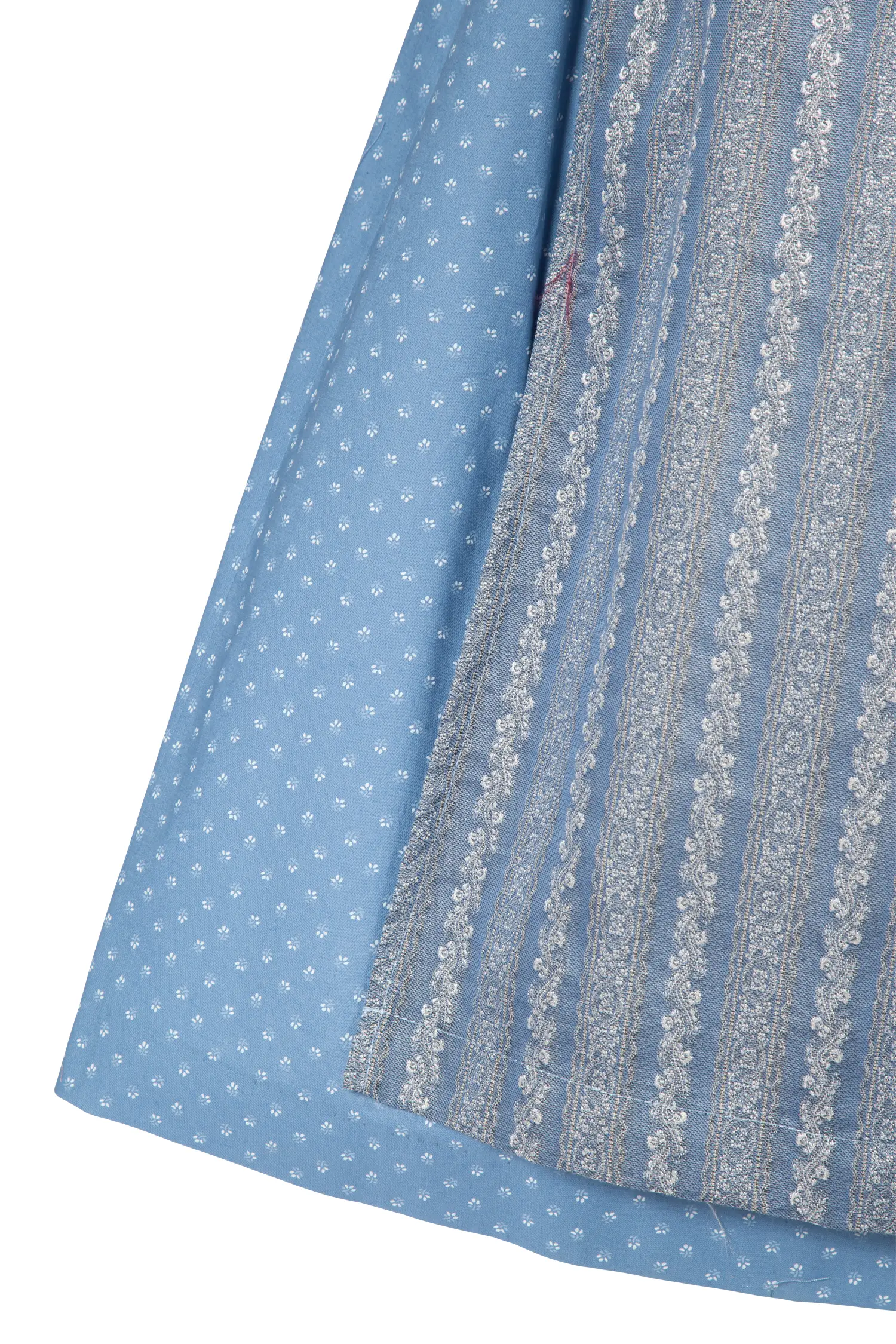 Dirndl Berta in blau und Leinen-Mieder - Detail Rock