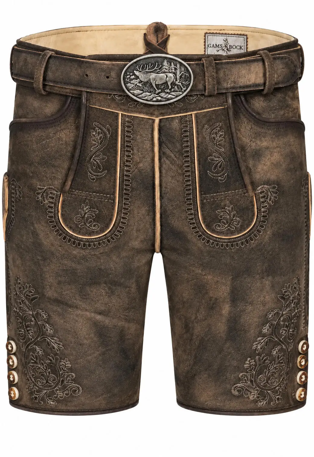 Lederhose Bertl von Gamsbock in Dunkelbraun