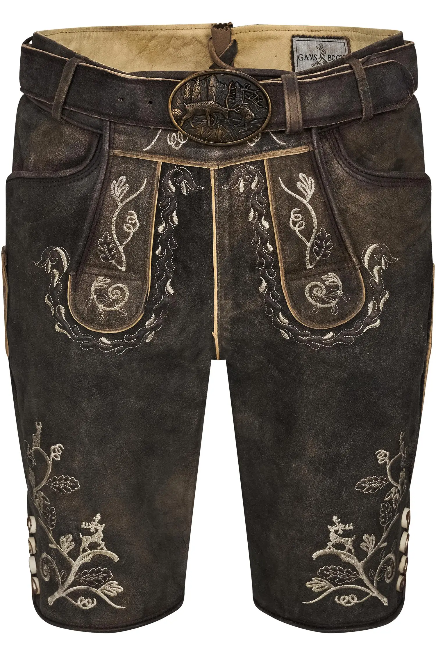 Lederhose Lemuel von Gamsbock in Grau