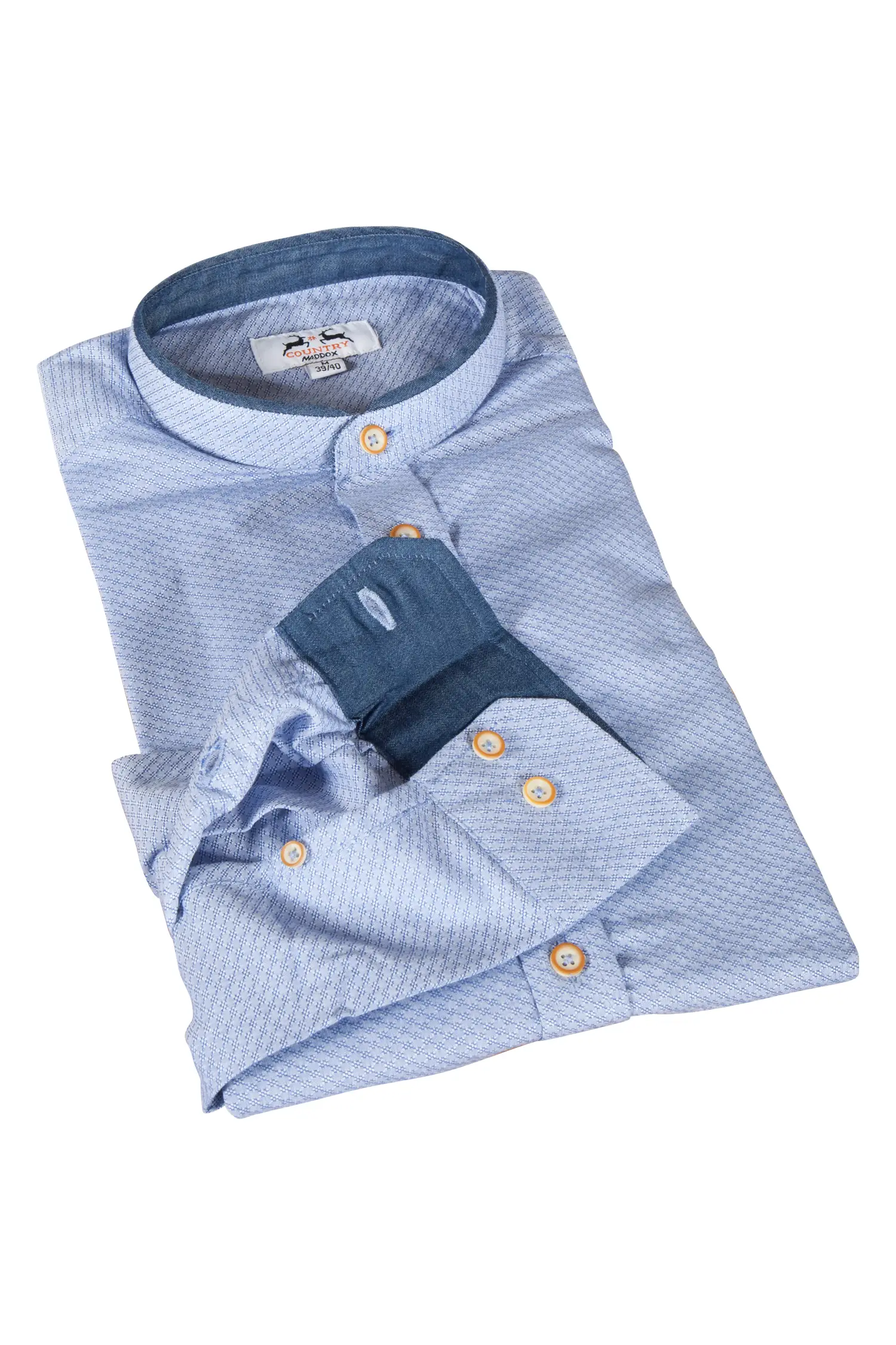 1543-0020-BL5-23-06-a0393 Jacquard Trachtenhemd in blau / dunkelblau