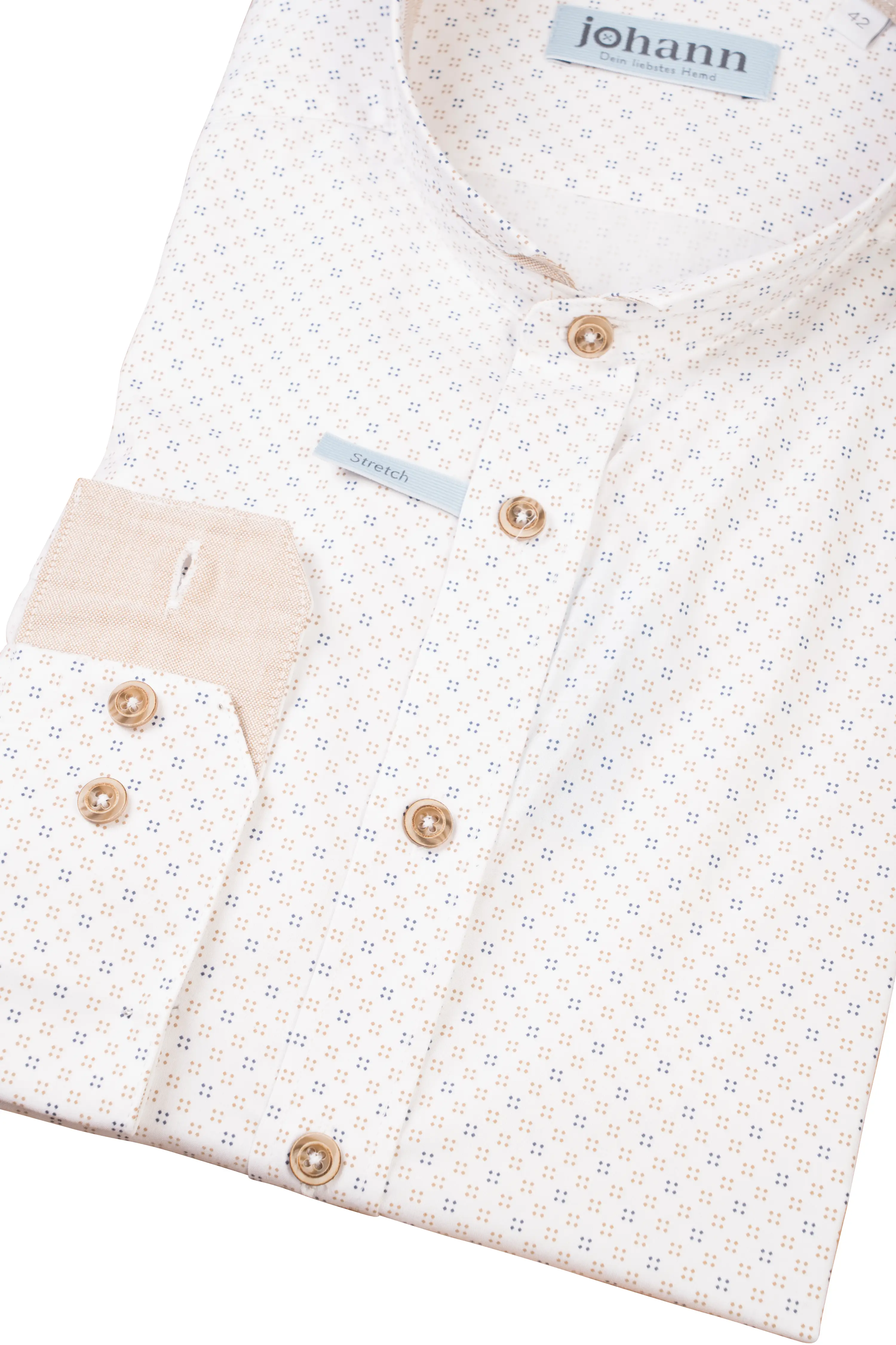 Stretch-Trachtenhemd mit modischem All-Over Print - Detail Ärmel