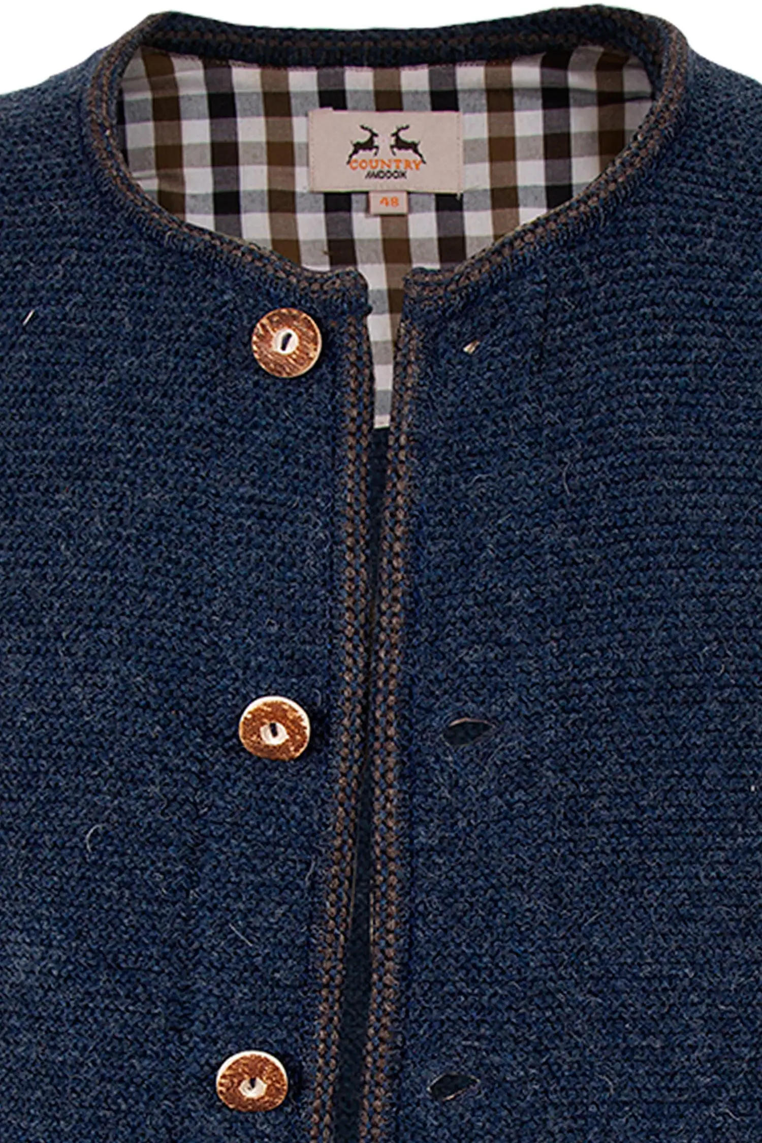 Trachten Strickjacke Hausstein in blau Herren Trachten Strickjacke Hausstein in blau Detail