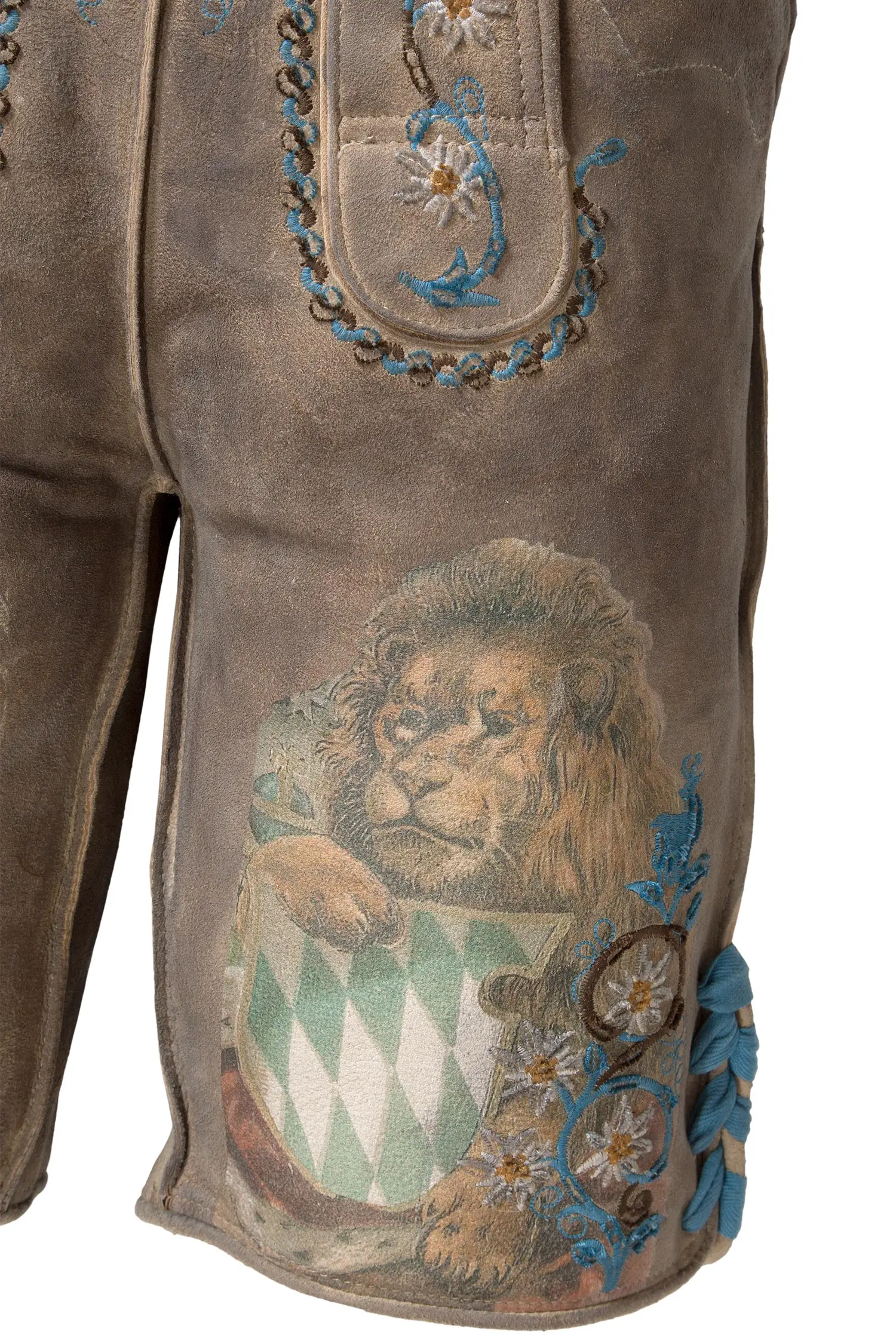 lederhose-koenig-luitpold-grau-1613-1041-6bu-20-03f-8494-d Herren Lederhose Luitpold mit Druck und Stick in grau Bein