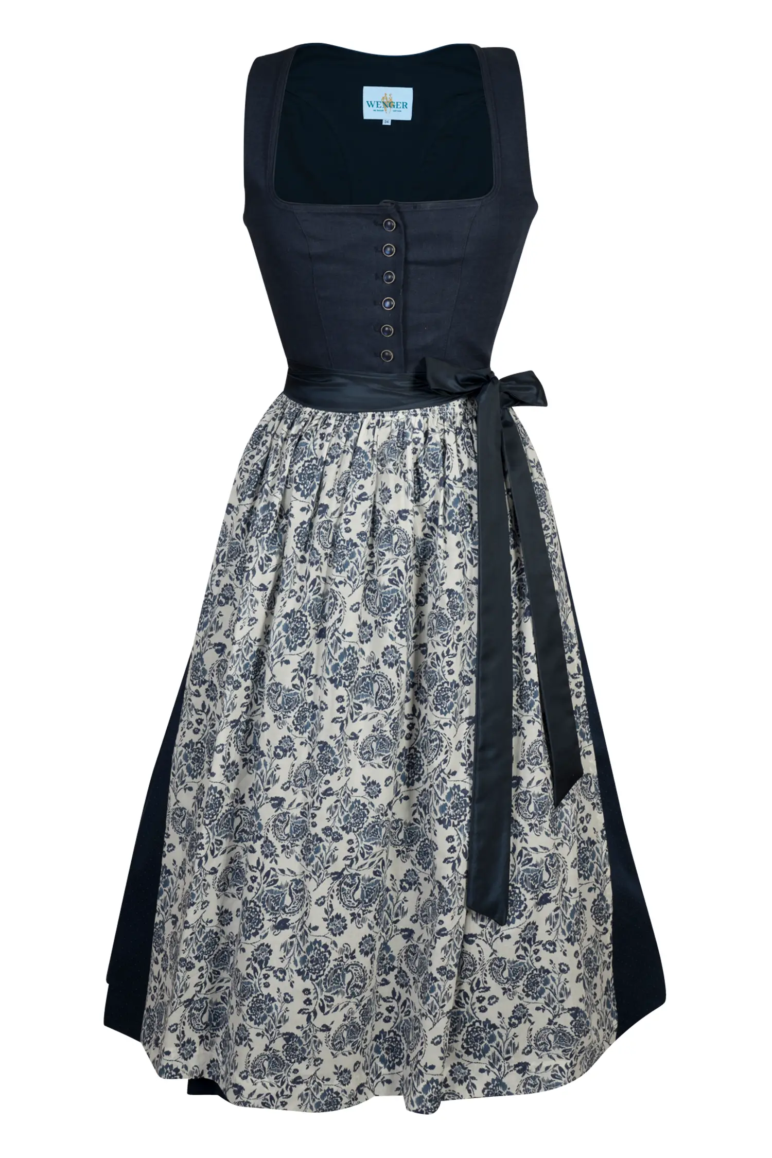 Dirndl Elisa in dunkelblau mit Leinenmieder